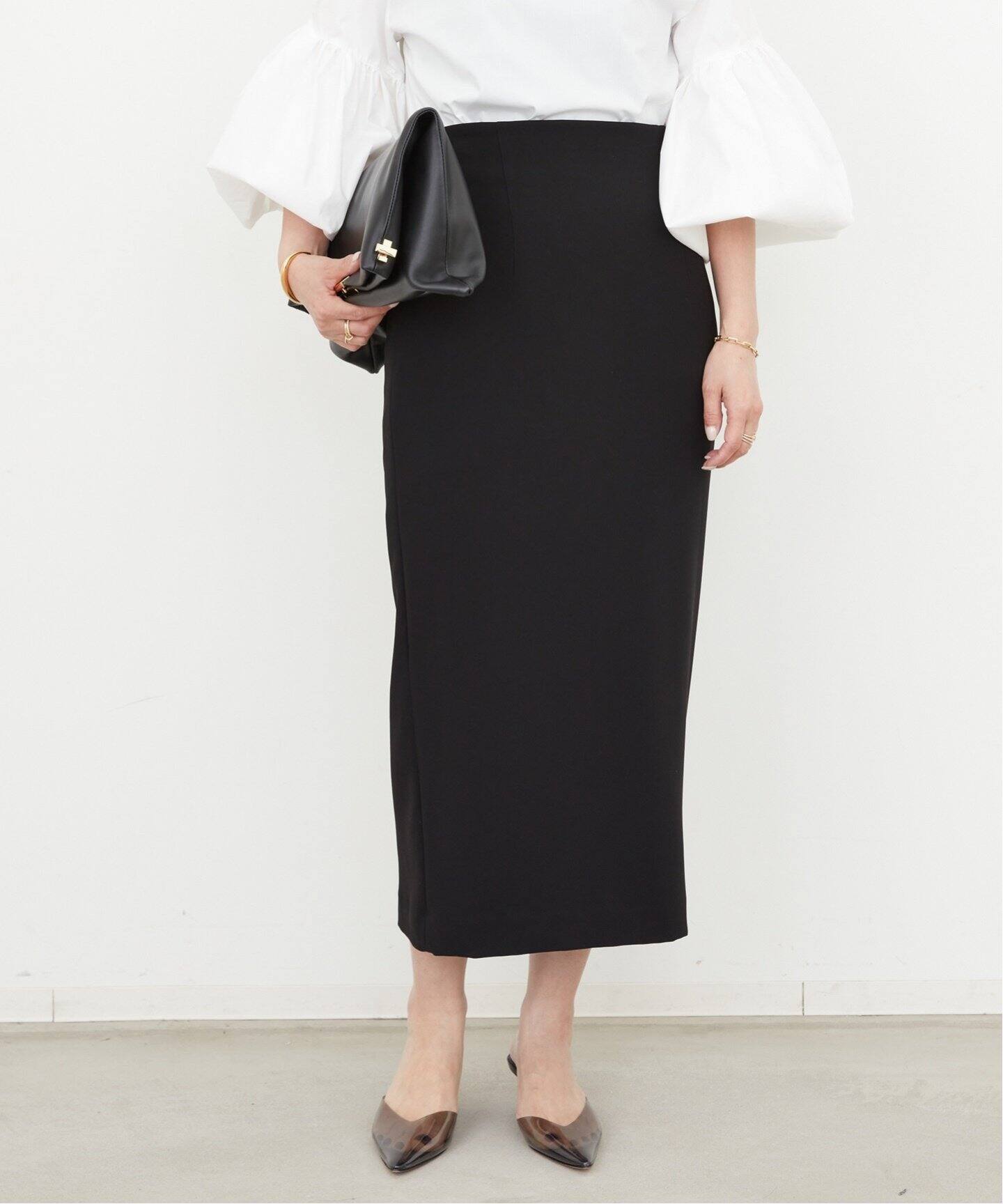 トリアセジョーゼット ハイウエスト スカート（ロング・マキシ丈  