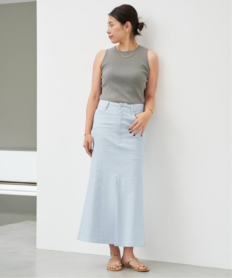 STRETCH TWILL B/FLARE スカート（ロング・マキシ丈スカート  