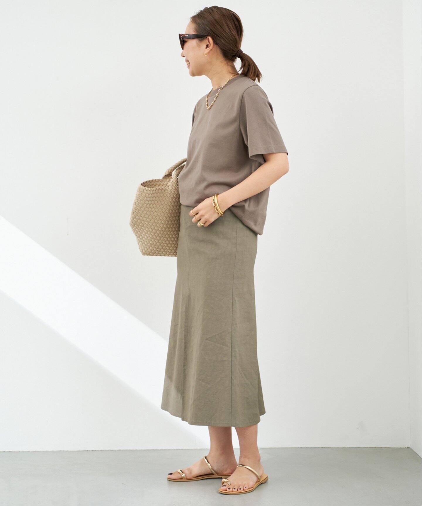 STRETCH TWILL B/FLARE スカート（ロング・マキシ丈スカート 