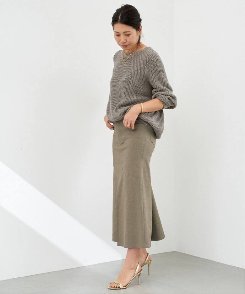 STRETCH TWILL B/FLARE スカート（ロング・マキシ丈スカート 