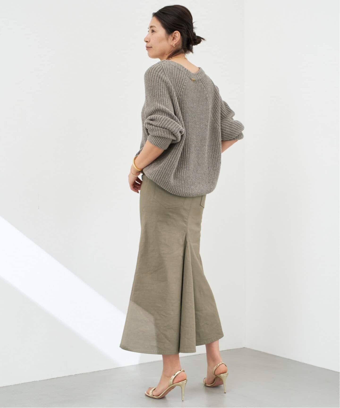 STRETCH TWILL B/FLARE スカート（ロング・マキシ丈スカート 