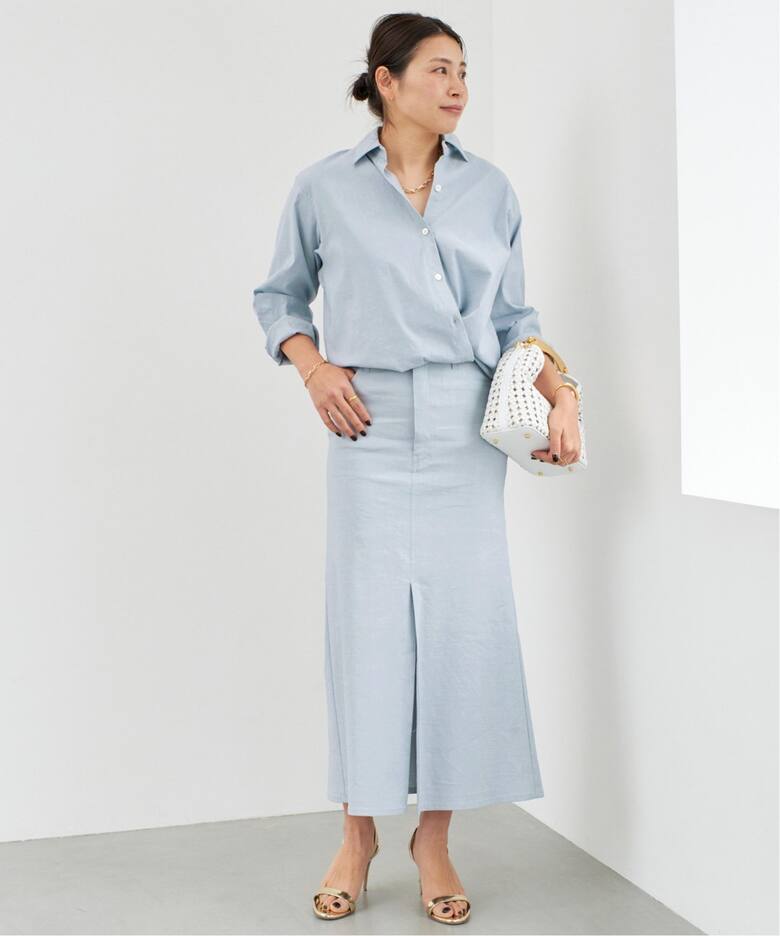 STRETCH TWILL B/FLARE スカート（ロング・マキシ丈スカート 