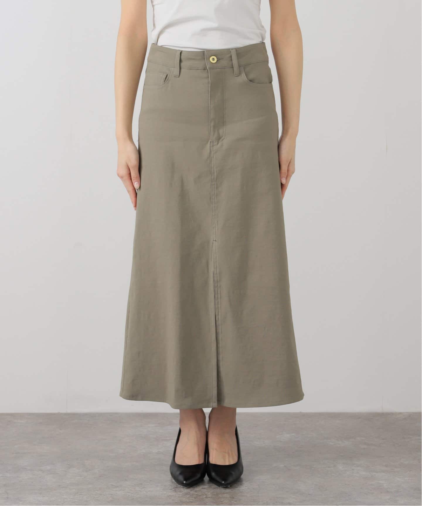 STRETCH TWILL B/FLARE スカート（ロング・マキシ丈スカート