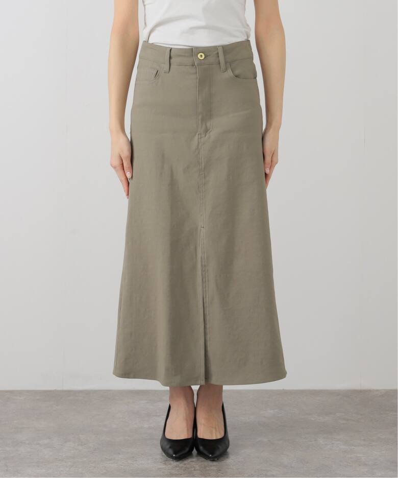 STRETCH TWILL B/FLARE スカート（ロング・マキシ丈スカート  