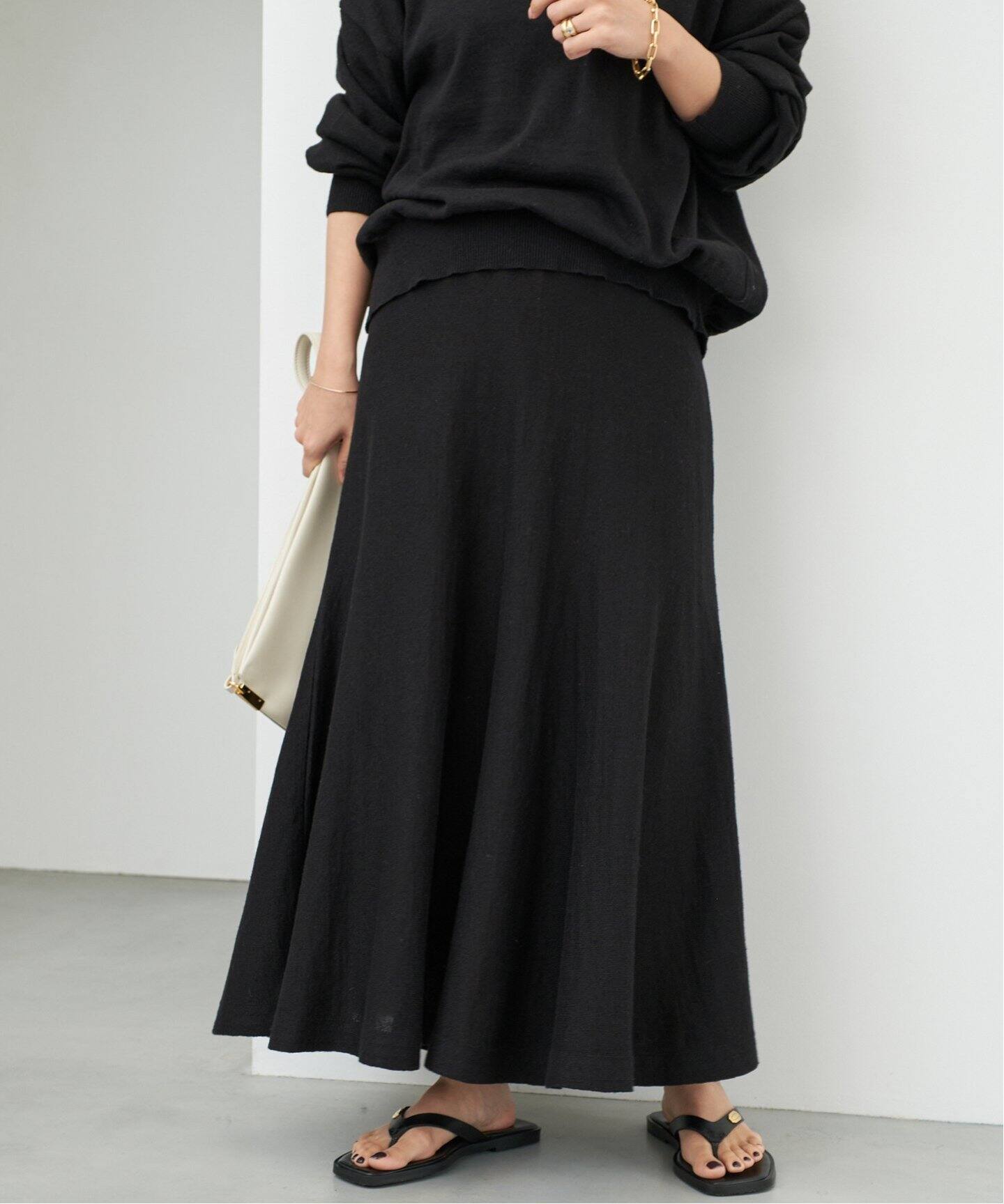 ドゥーズィエムクラス ☆ J-LINEN ロングスカート ブラック（スカート  