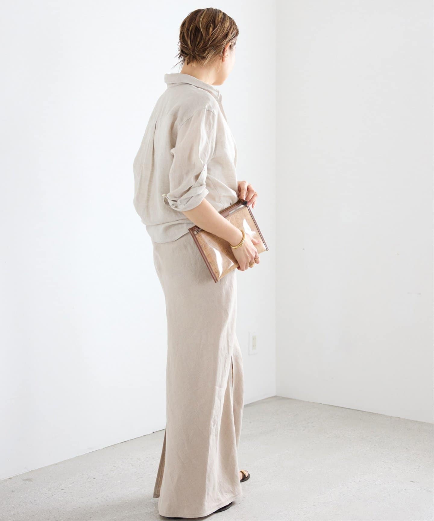 Deuxieme Classe OGLINEN タイトスカート リネン ネイビー OGLINEN タイトスカート（ロング・マキシ丈スカート）｜Deuxieme