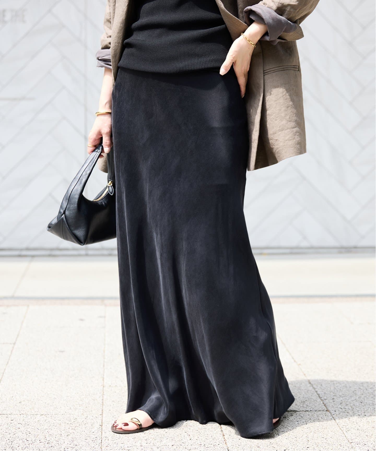 Deuxieme Classe ロング・マキシ丈スカート 黒 0204125J0018 Cu/R Maxi スカート（ロング・マキシ丈スカート）｜Deuxieme