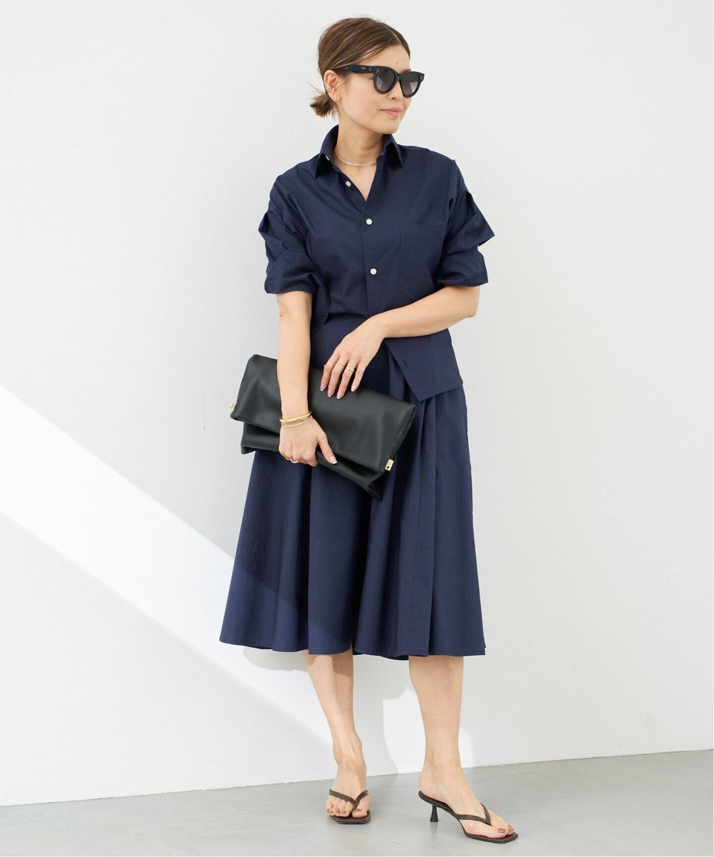MADISONBLUE / マディソンブルー】TUCKED MI-MOLLET FLARE SKIRT（ひざ  