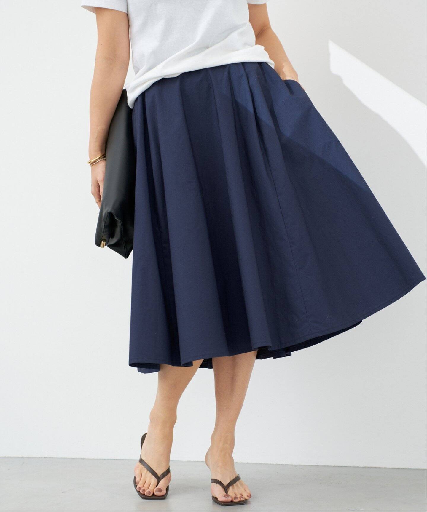 MADISONBLUE / マディソンブルー】TUCKED MI-MOLLET FLARE SKIRT（ひざ  