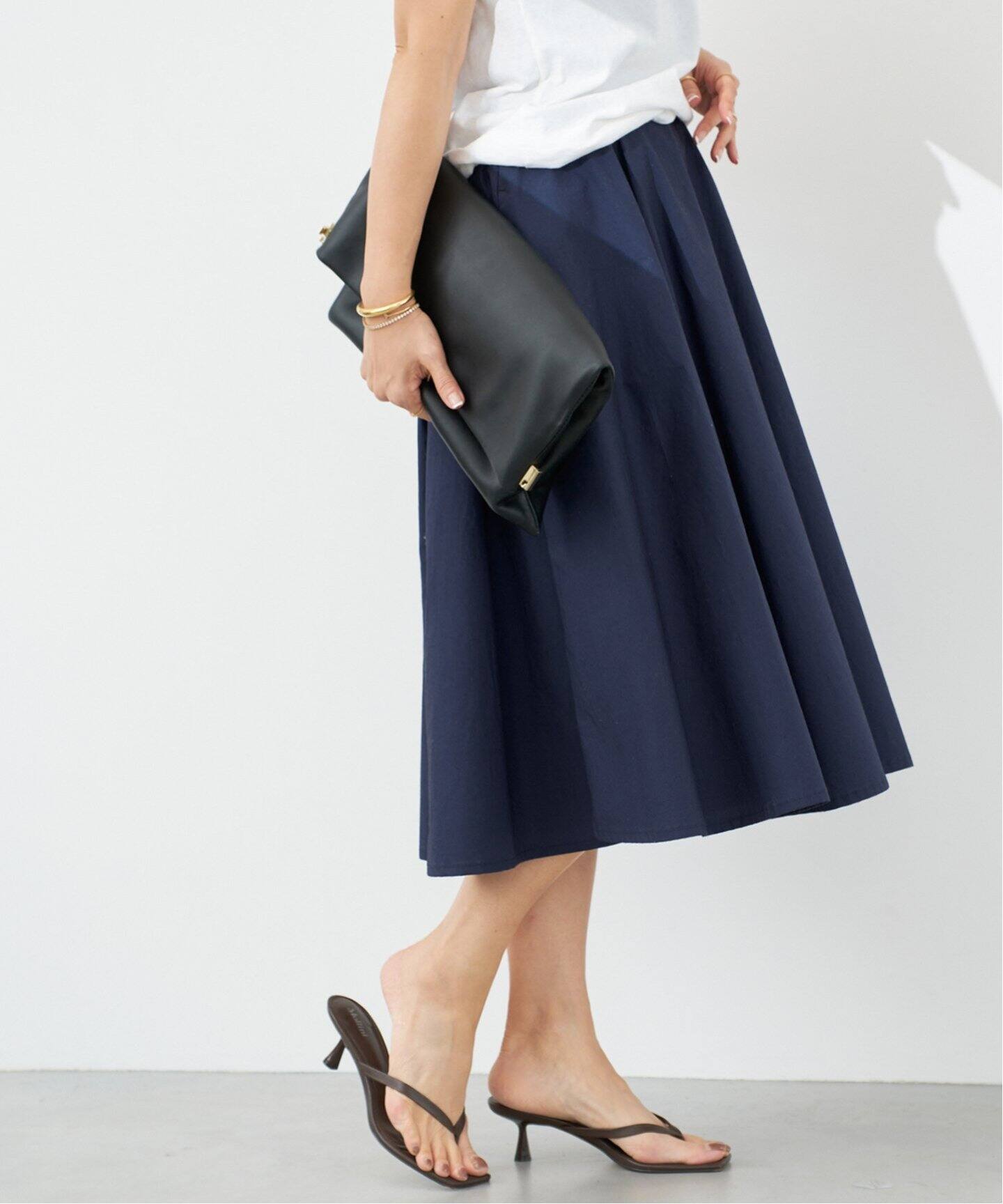 MADISONBLUE / マディソンブルー】TUCKED MI-MOLLET FLARE SKIRT（ひざ 