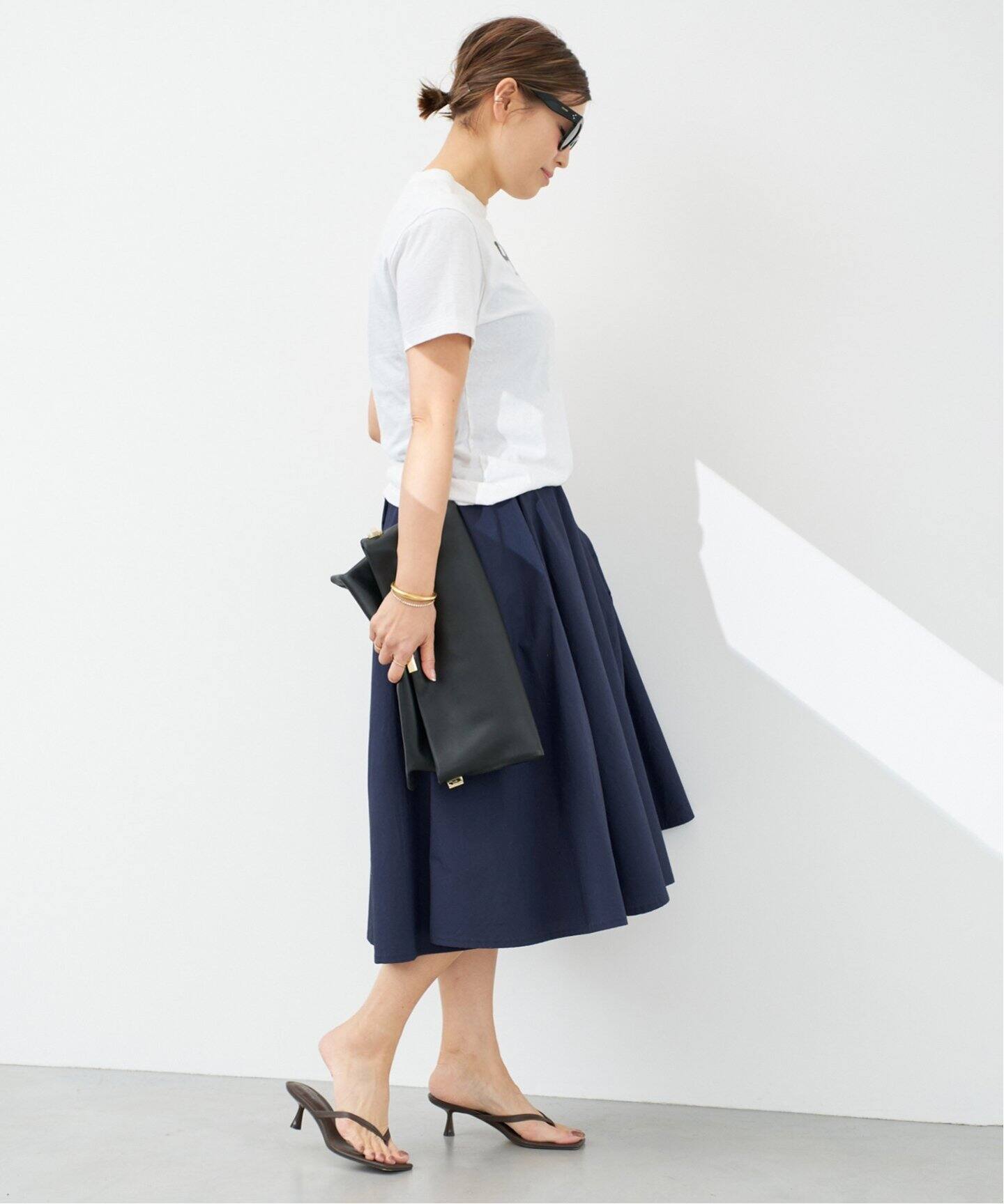 MADISONBLUE / マディソンブルー】TUCKED MI-MOLLET FLARE SKIRT（ひざ  