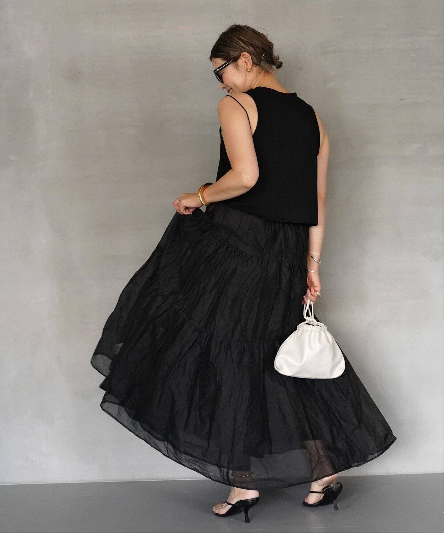 予約》【MARILYN MOON/マリリンムーン】dramatic skirt（ロング