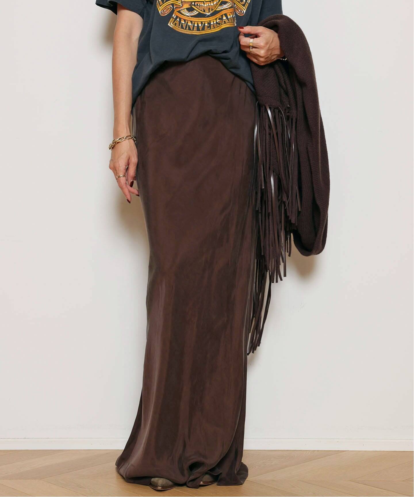 予約》【Col Pierrot/コルピエロ】MAXI スカート（BROWN