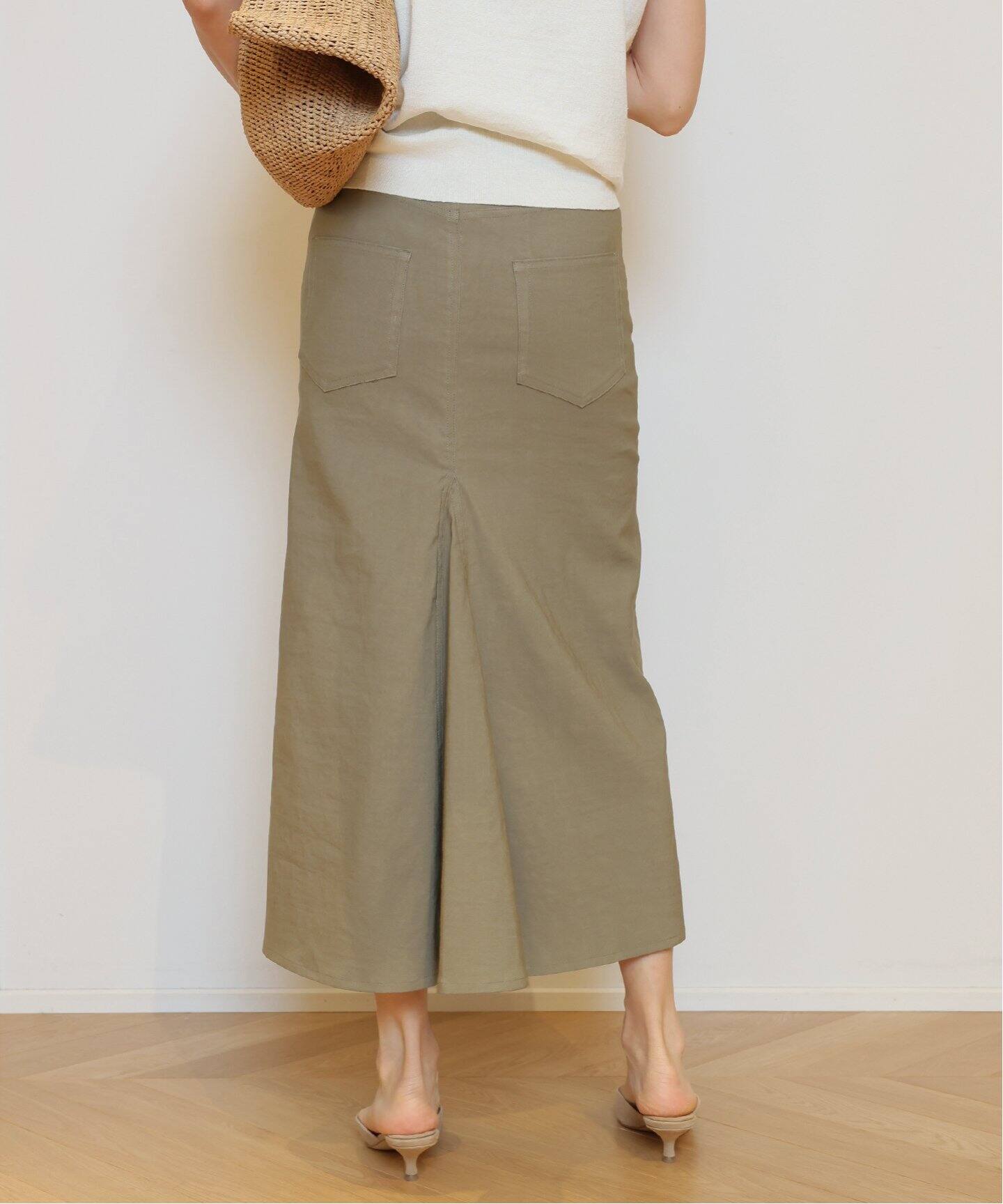 STRETCH TWILL B/FLARE スカート（ロング・マキシ丈スカート