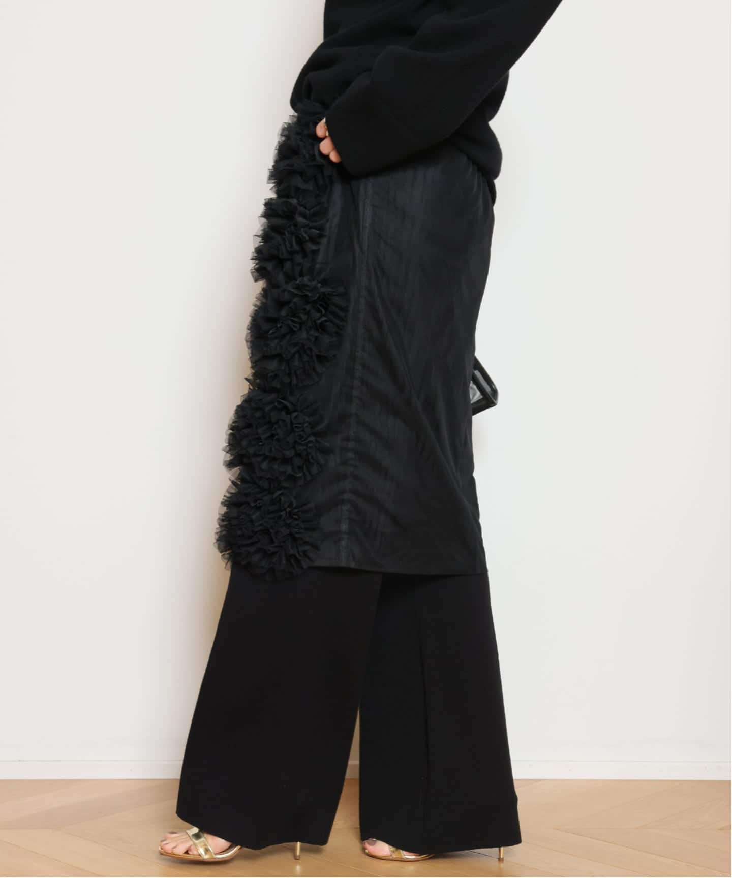 Col Pierrot/コルピエロ】チュールフラワースカート（ひざ丈スカート