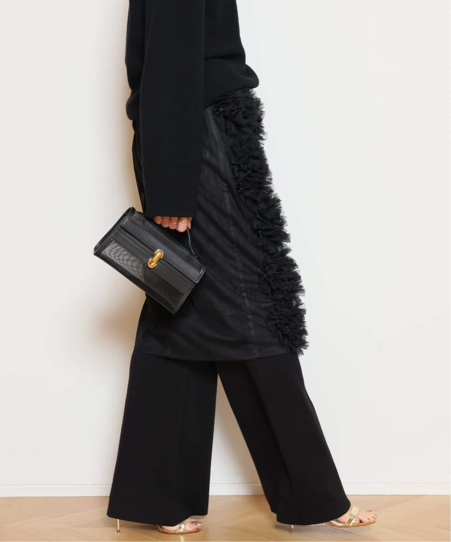 Col Pierrot/コルピエロ】チュールフラワースカート（ひざ丈スカート