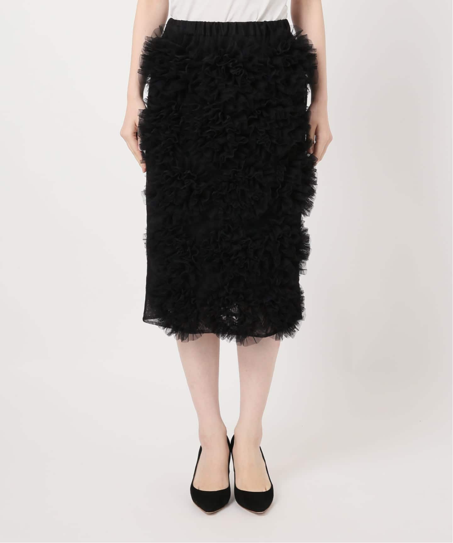 Col Pierrot/コルピエロ】チュールフラワースカート（ひざ丈スカート