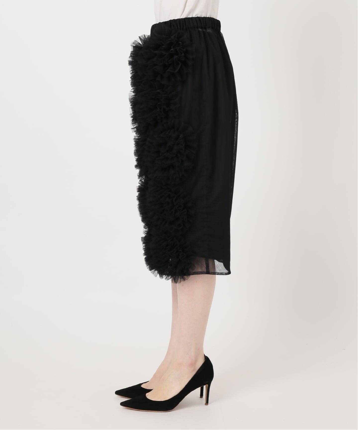 Col Pierrot/コルピエロ】チュールフラワースカート（ひざ丈スカート