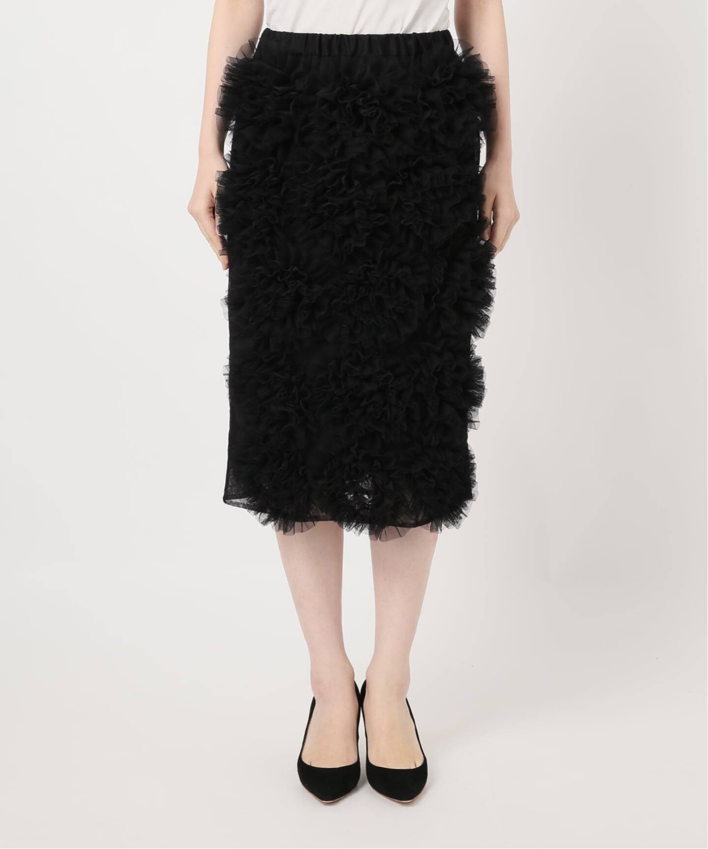 Col Pierrot/コルピエロ】チュールフラワースカート（ひざ丈スカート