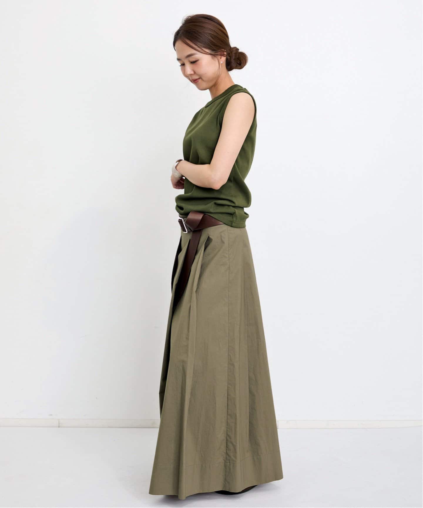 スカート L'Appartement Linen Canvas Long Skirt Long Linen Skirt, Grey Linen Maxi Skirt With Pockets, A Line