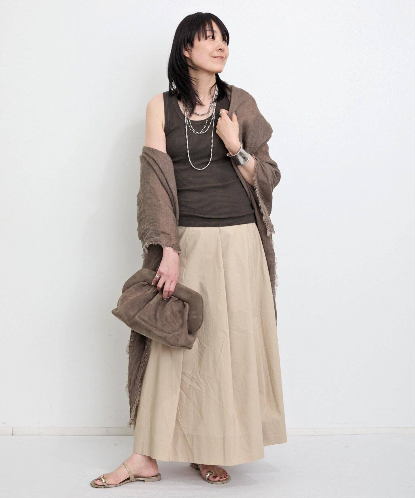 Box Pleated Skirt（ロング・マキシ丈スカート）｜L'Appartement