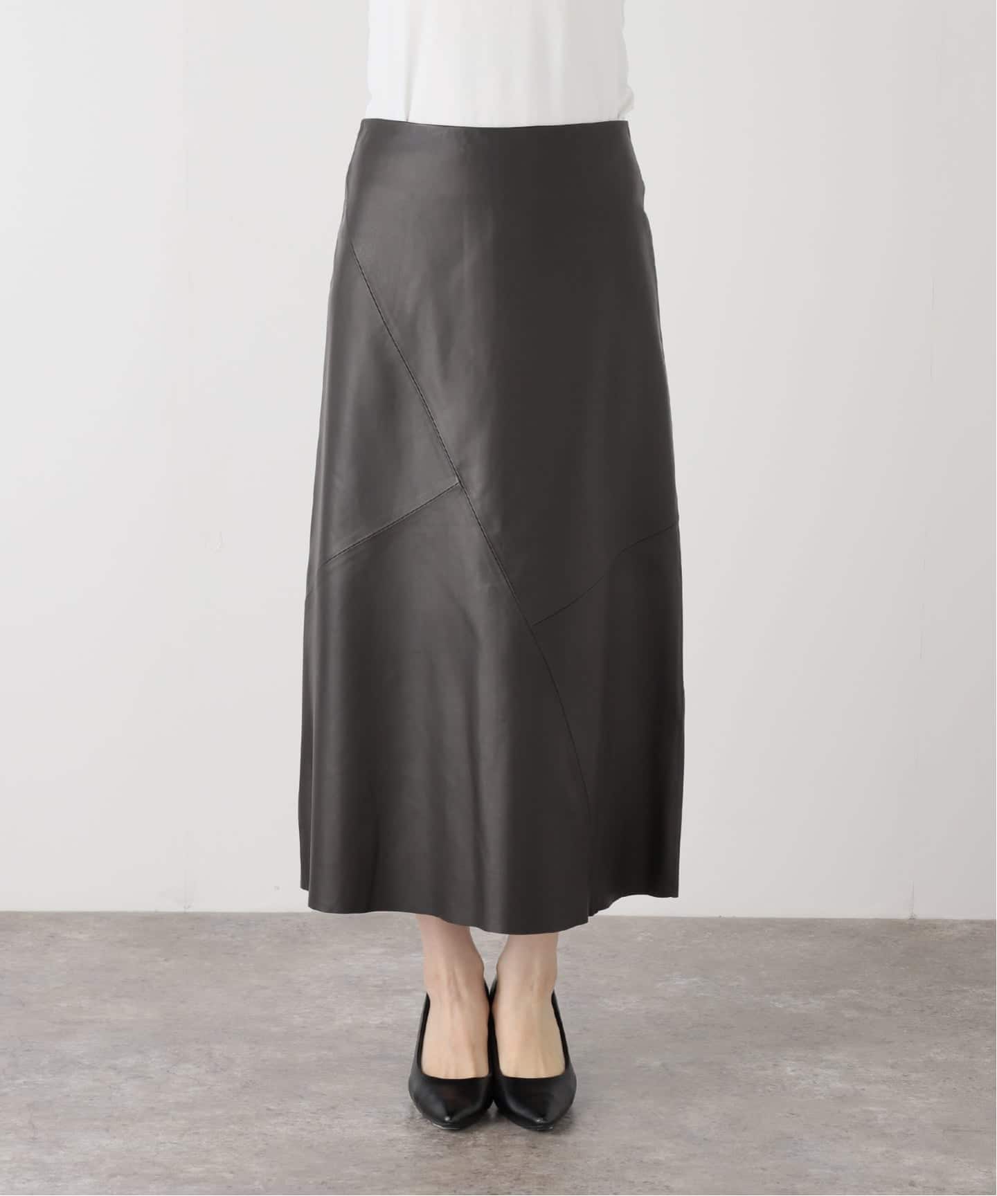 ORDINARY JOY/オーディナリー ジョイ】Nappa Leather Midi Skirt
