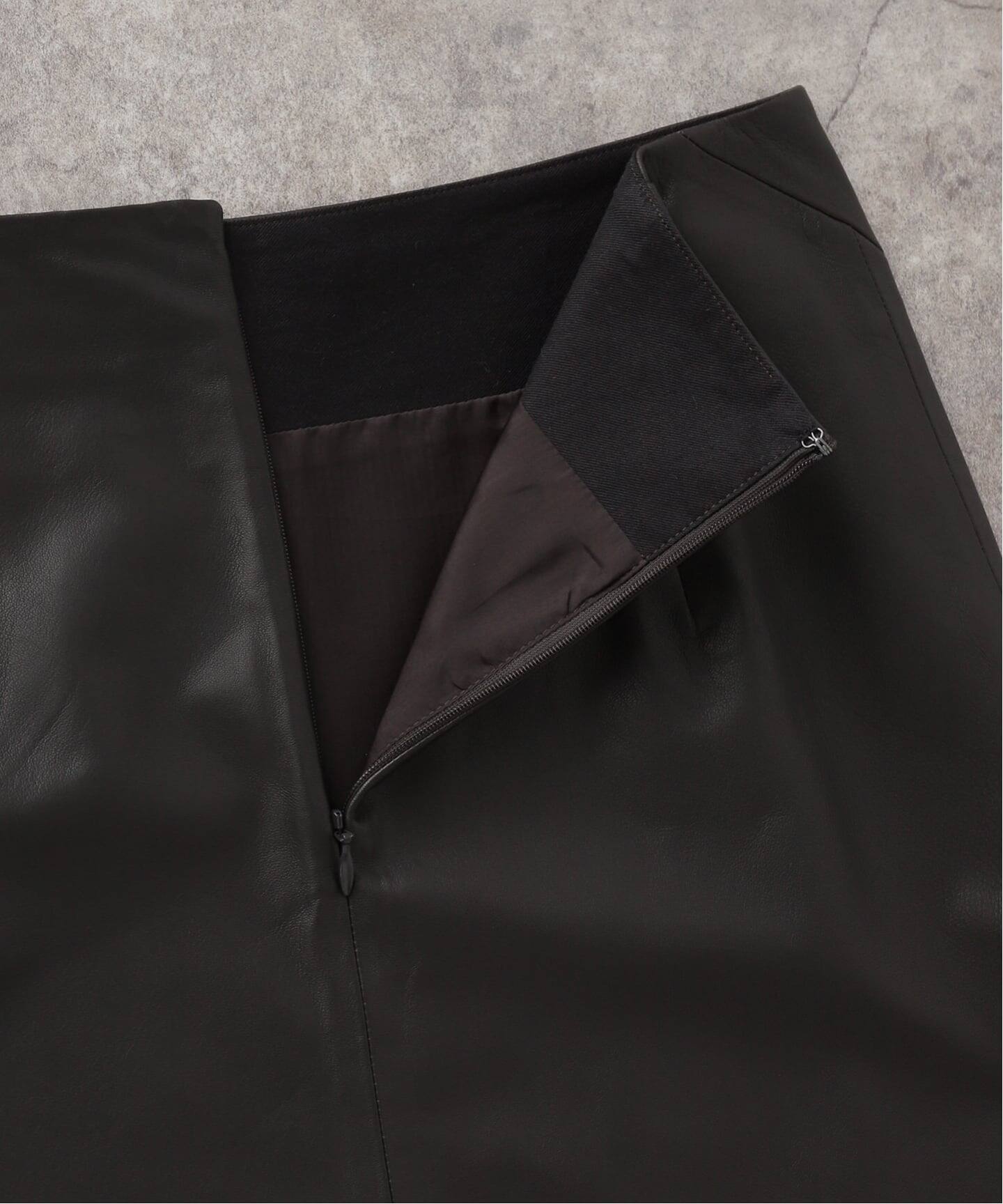 ORDINARY JOY/オーディナリー ジョイ】Nappa Leather Midi Skirt