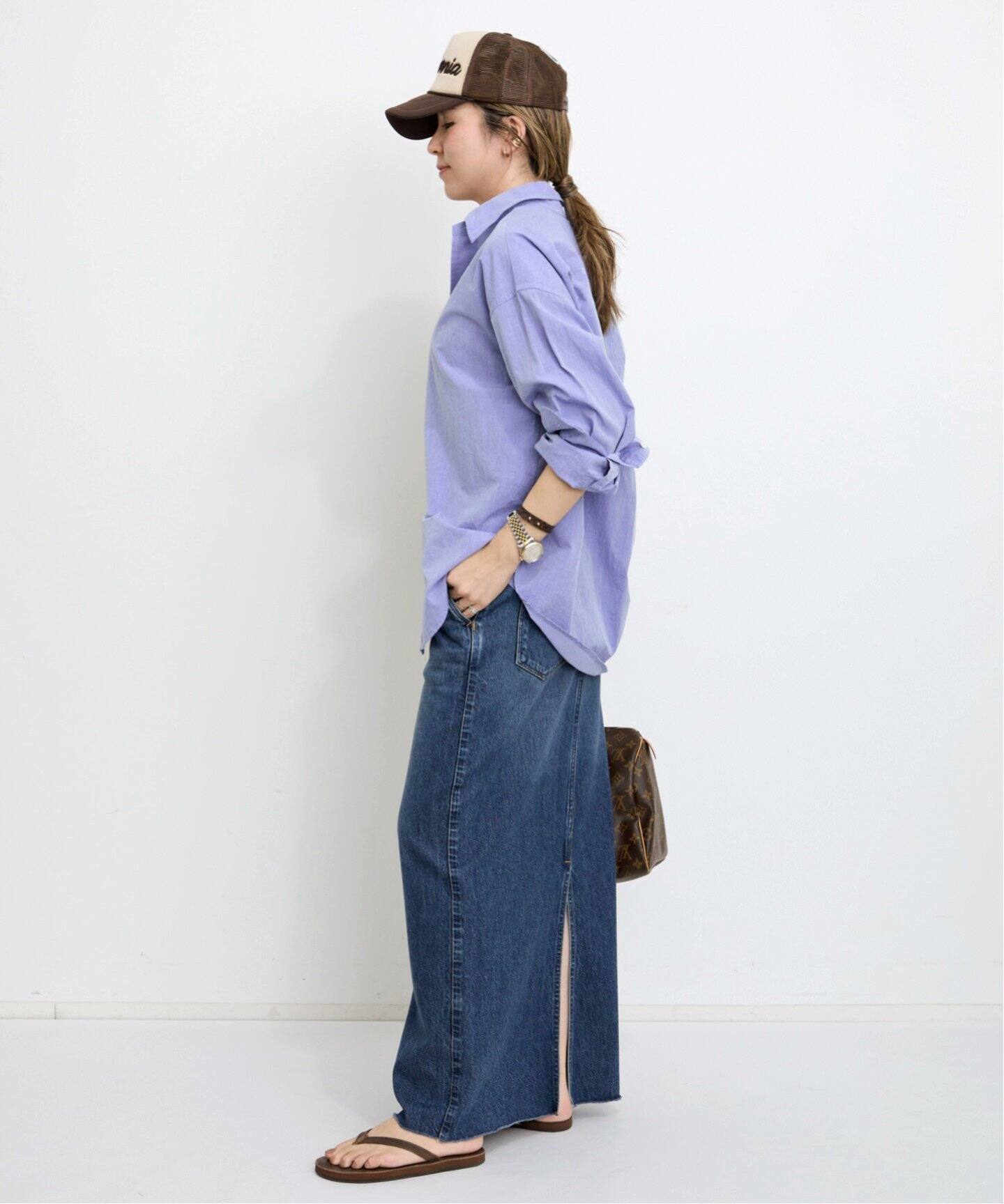 スカート L'Appartement UPPER HIGHTS DENIM SKIRT UPPER HIGHTS/アッパーハイツ】 DENIM SKIRT（ロング・マキシ丈