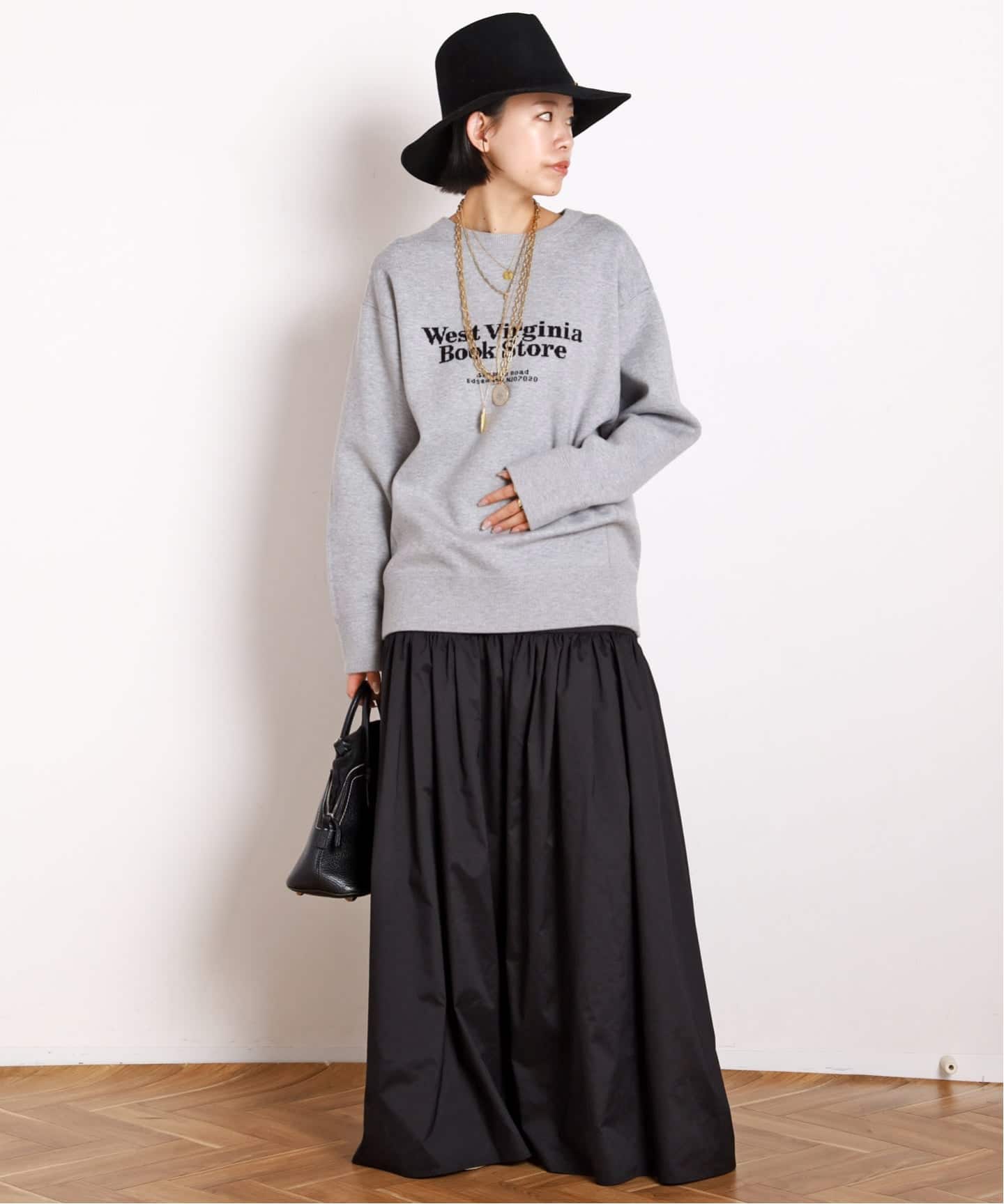 【ご先約】ビアズリー タフタ ギャザー スカート フレアスカート ロング 黒 ご先約】ビアズリー タフタ ギャザー スカート フレアスカート ロング