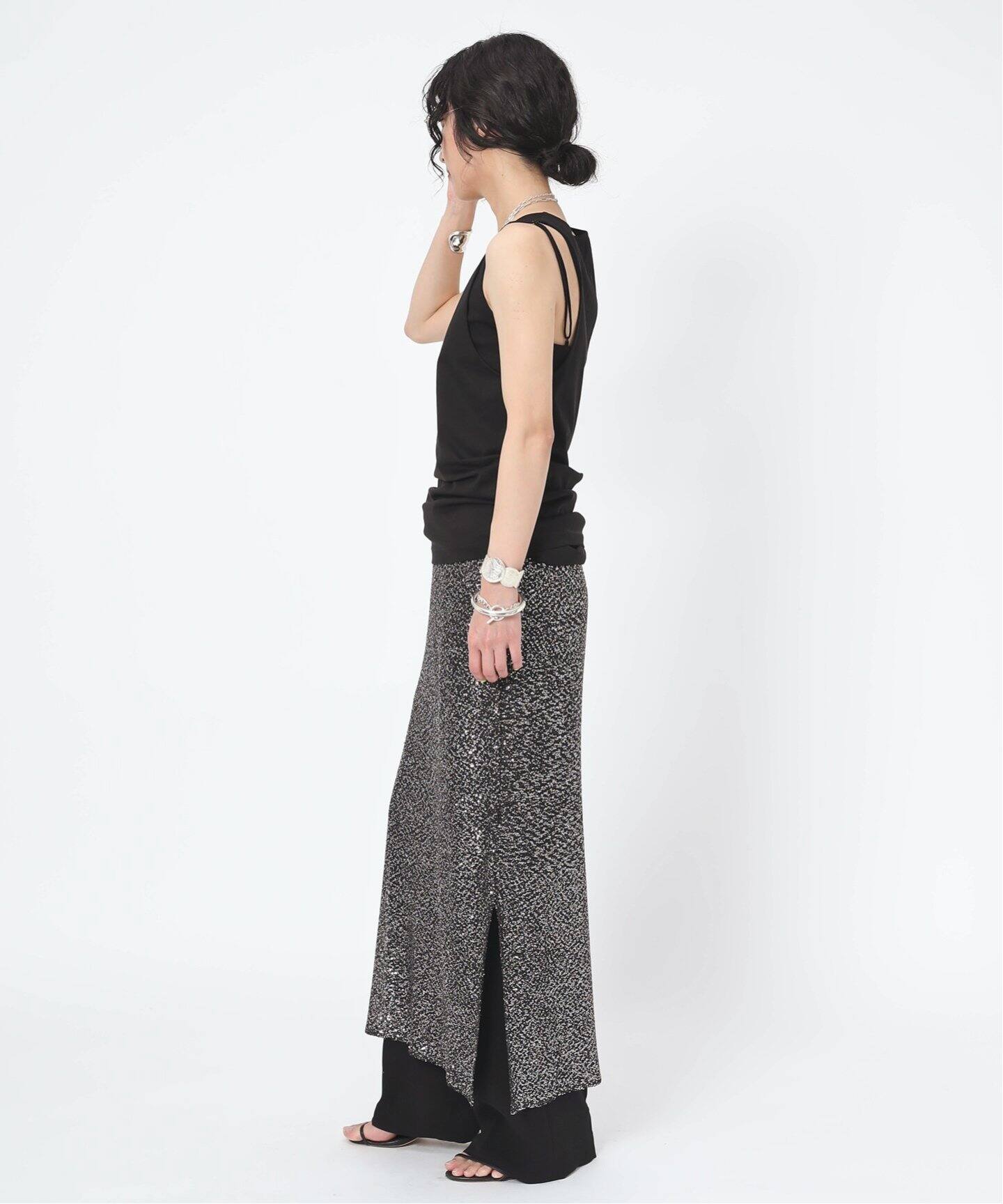 AP STUDIO ブリリアントスカート 黒 スパンコール ペチコート付 36 追加ブリリアントスカート（ロング・マキシ丈スカート）｜AP STUDIO