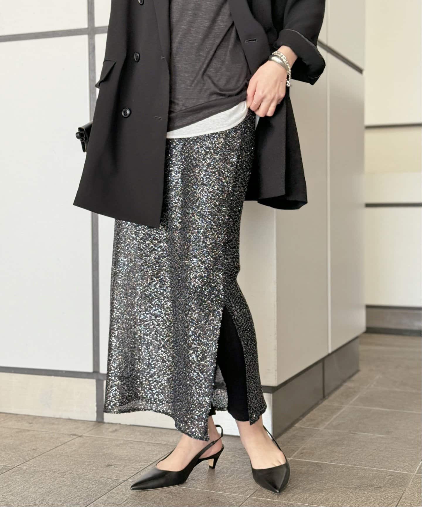 エーピーストゥディオAP STUDIOブリリアントスカートシルバーA25711 エーピーストゥディオAP STUDIOブリリアントスカートシルバーA25711