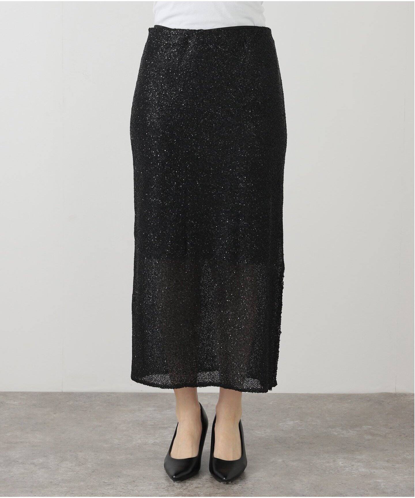 AP STUDIO ブリリアントスカート 黒 スパンコール ペチコート付 36 追加ブリリアントスカート（ロング・マキシ丈スカート）｜AP STUDIO
