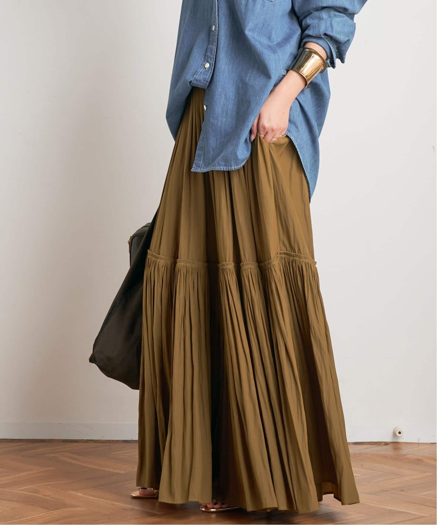 予約》*ギャザーマキシスカート（ロング・マキシ丈スカート）｜AP