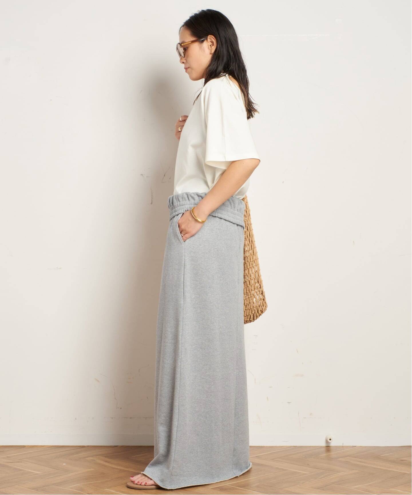 フォールドオーバースウェットスカート（ロング・マキシ丈スカート