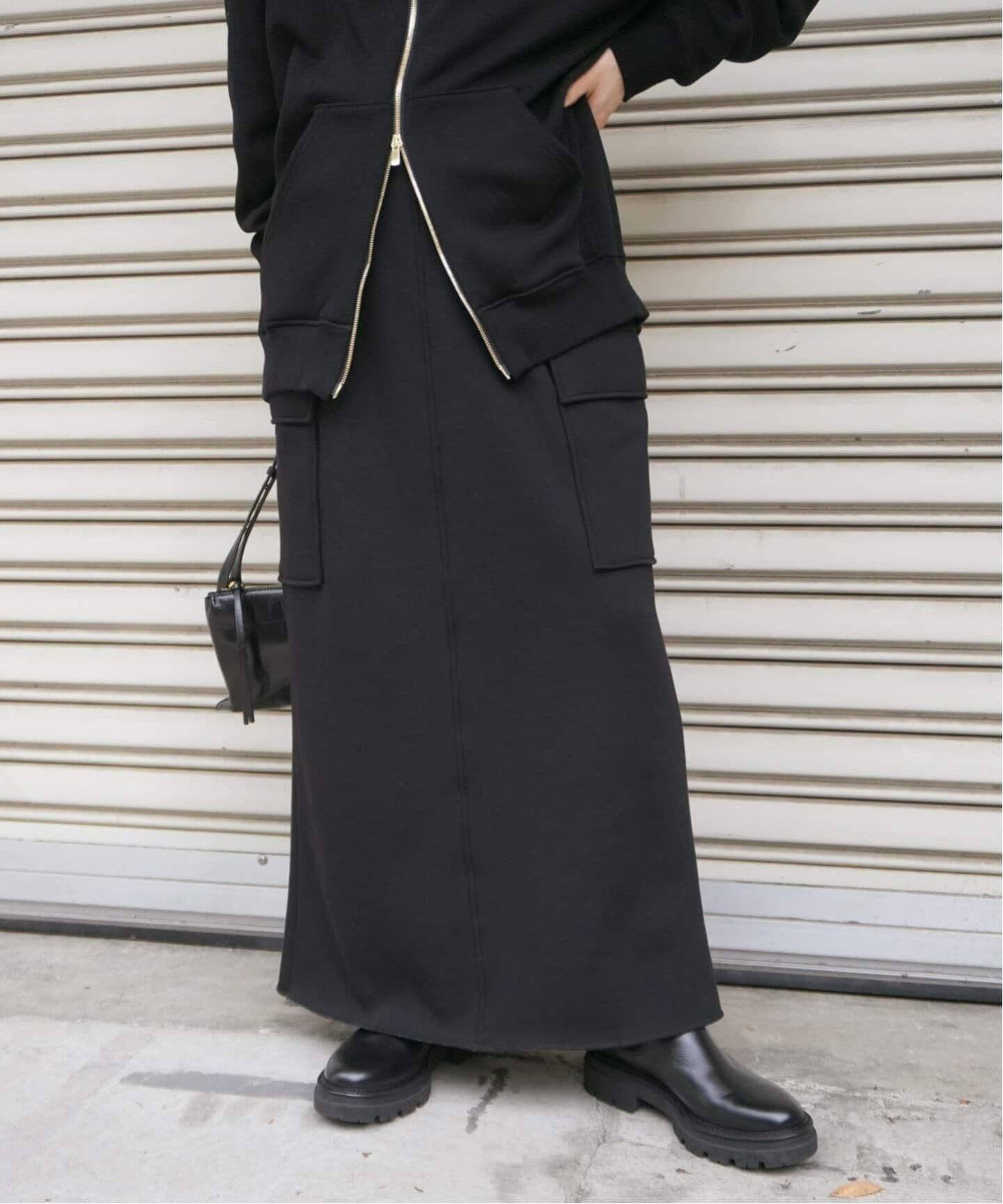 追加ウォームスウェットカーゴスカート（ロング・マキシ丈スカート  
