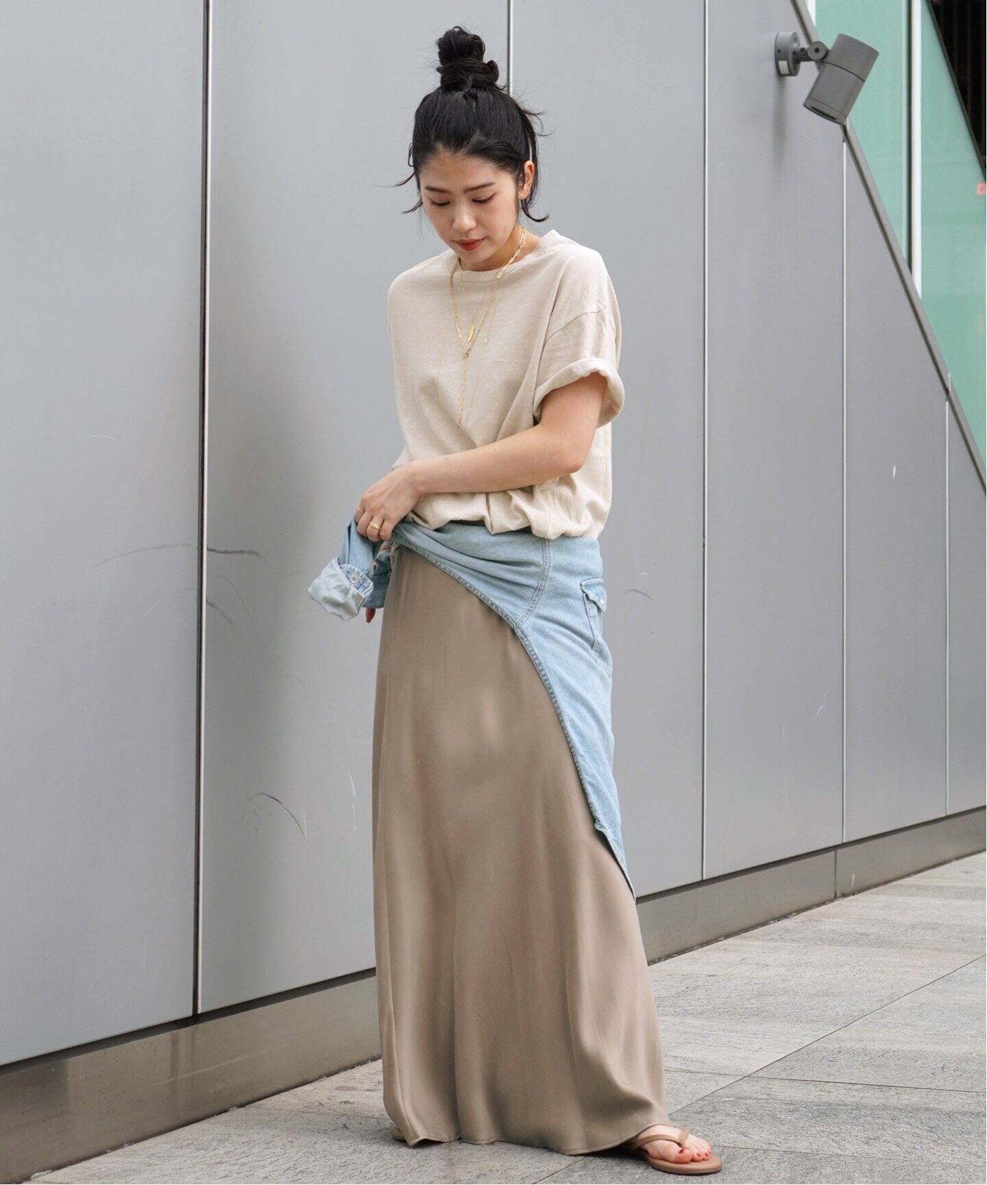 AP STUDIO Cu/R マキシスカート ベージュ 36 新品未使用タグ付き Cu/R maxi skirt（ロング・マキシ丈スカート）｜AP STUDIO