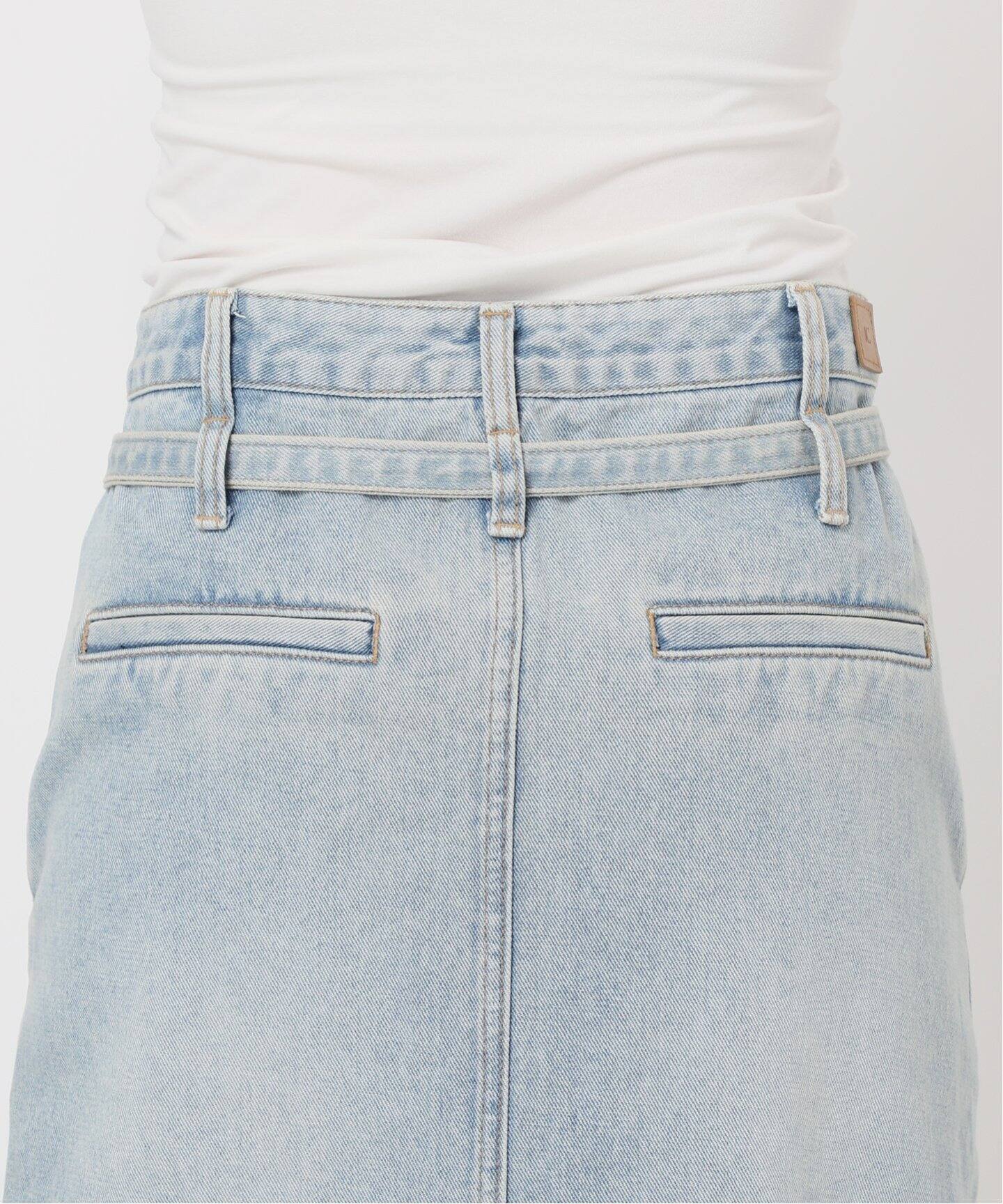 LOW CLASSIC/ロウ・クラシック】BELTED HIGH WAIST DENIM SKIRT