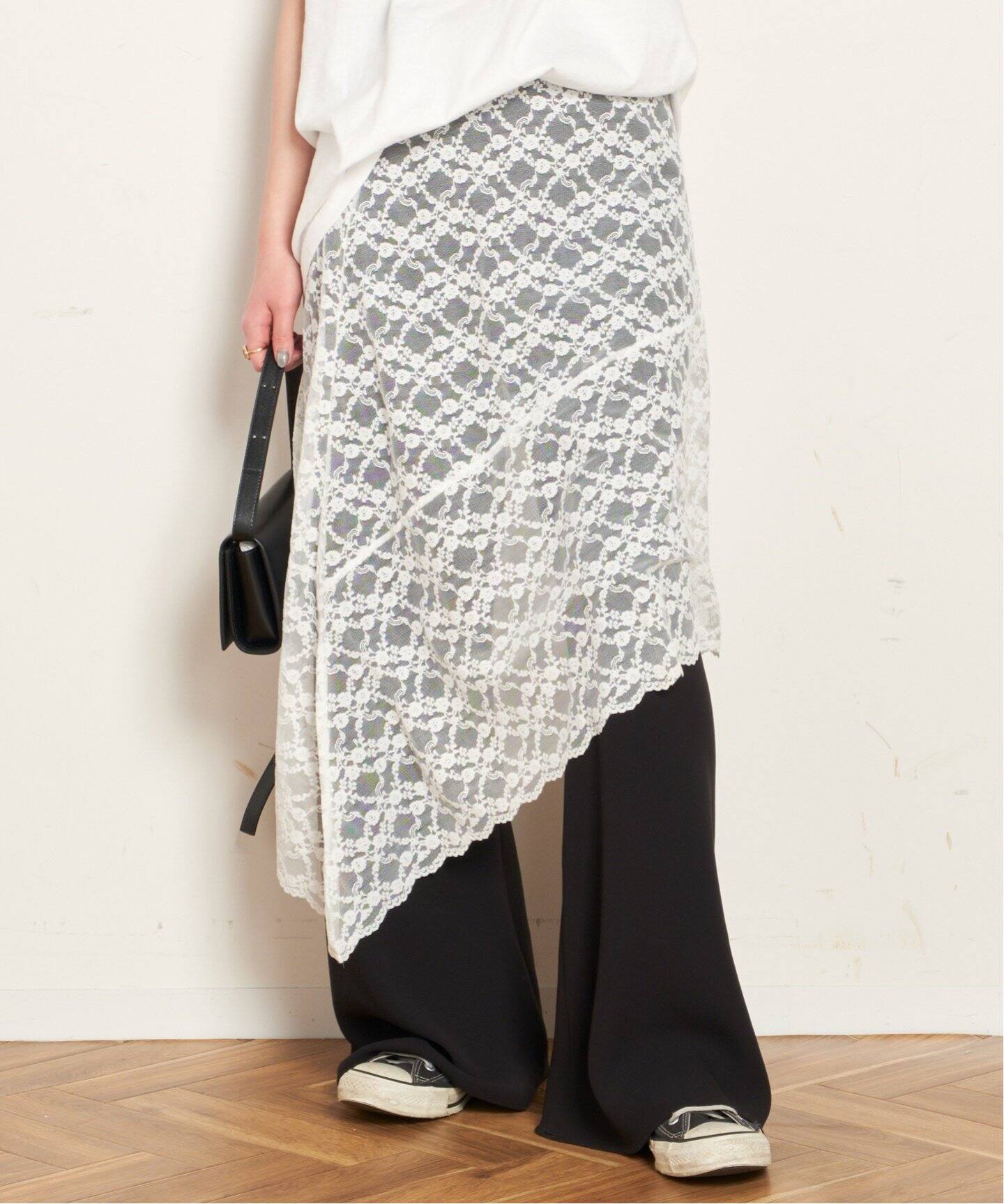 美品【PROVOKE】stretch lace asymmetry skirt 