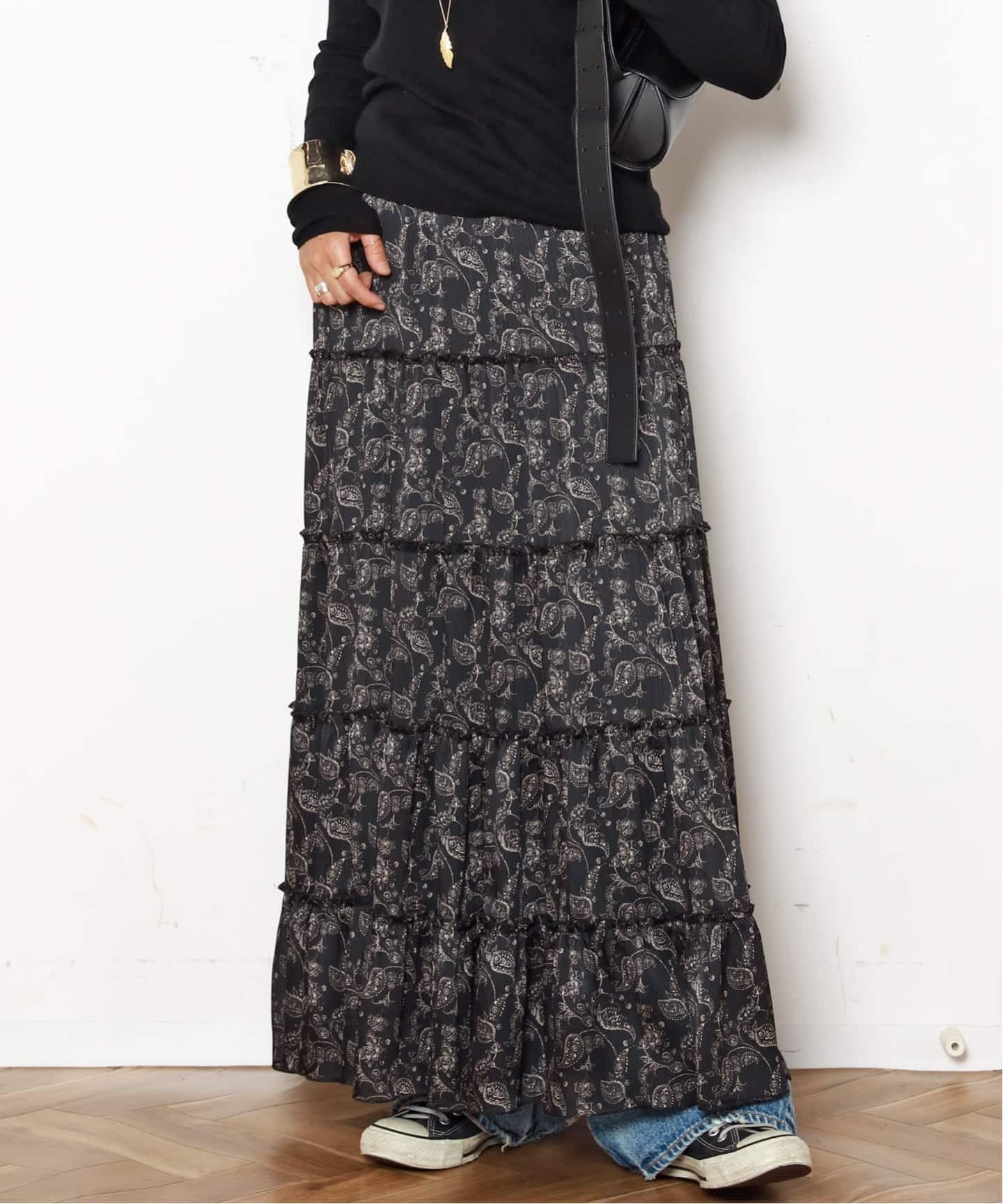 クチュールドアダム ティアードロングスカート 38 予約》【COUTURE D'ADAM/クチュールドアダム】Tiered Skirt
