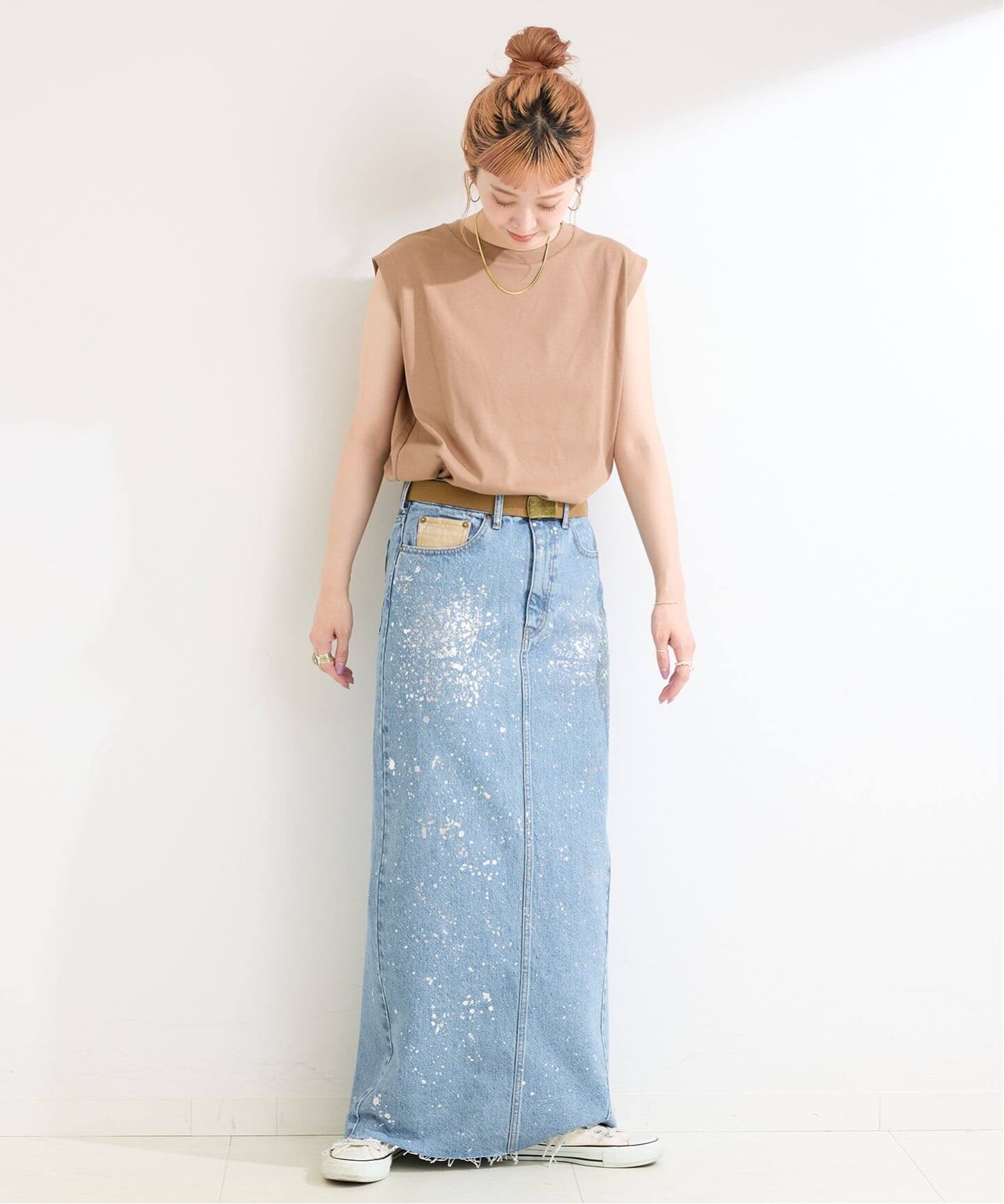 【新品未使用】DU JOURデュ ジュール★シルバー箔デニムタイトロングスカート ウォッシャブル / DU JOUR/デュ ジュール LEAN GLITTER JEAN
