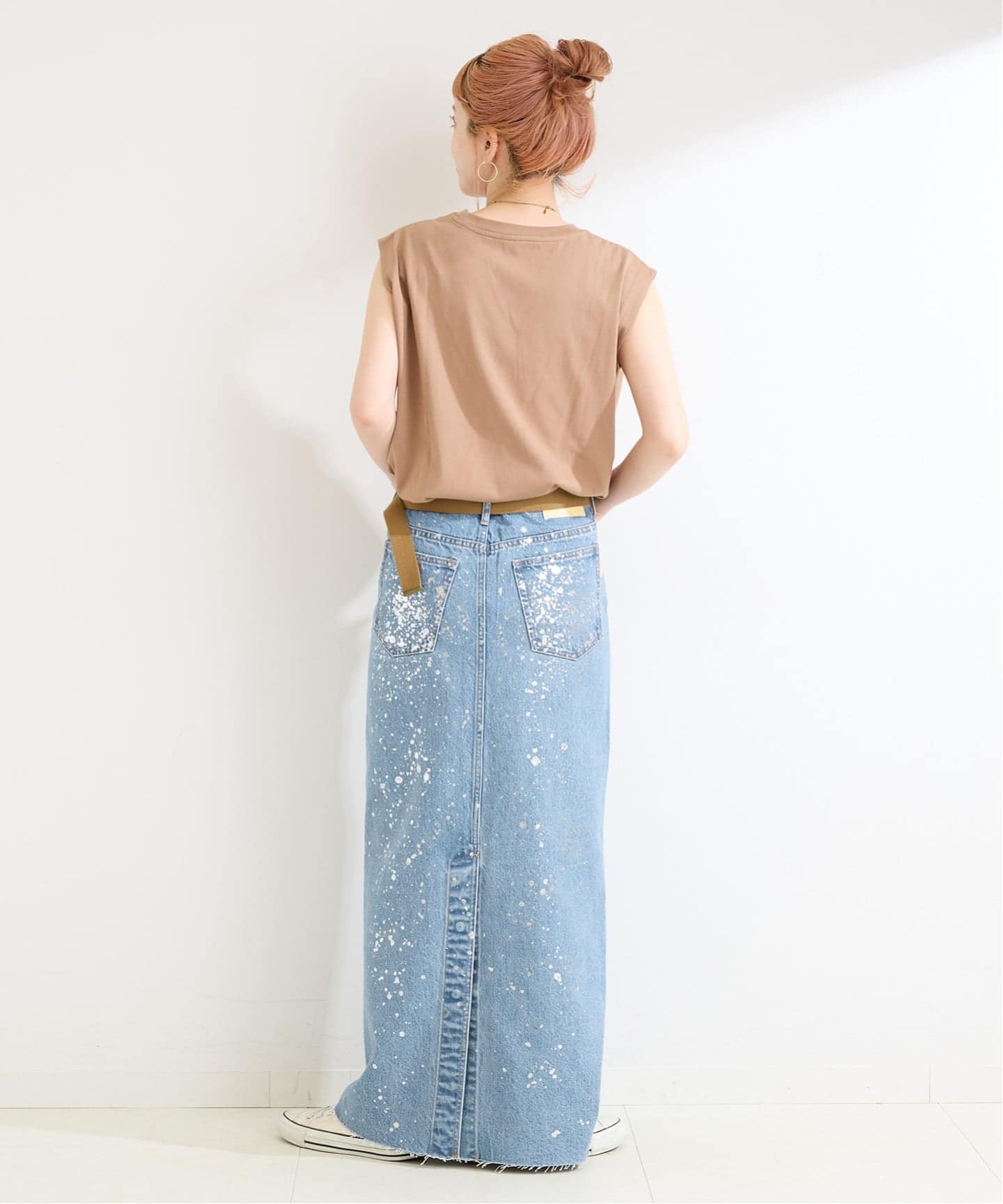 【新品未使用】DU JOURデュ ジュール★シルバー箔デニムタイトロングスカート ウォッシャブル / DU JOUR/デュ ジュール LEAN GLITTER JEAN