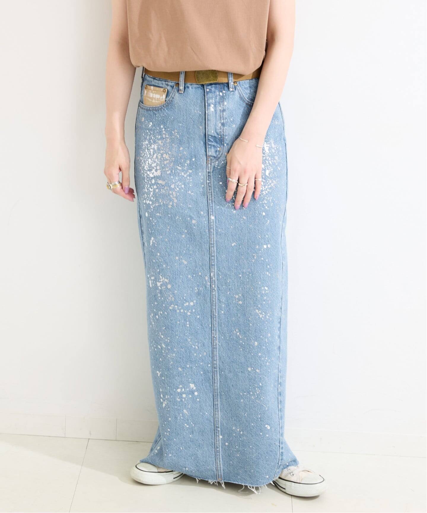セルロースデニムマキシスカート　ブルー　38 Cellulose Denim Maxi Skirt/セルロースデニムマキシスカート