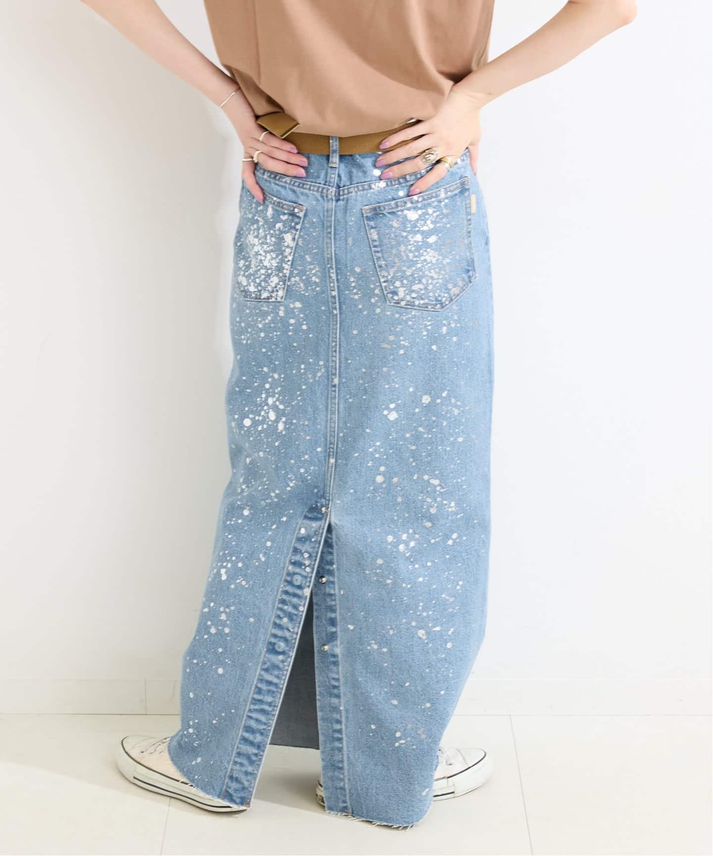 【新品未使用】DU JOURデュ ジュール★シルバー箔デニムタイトロングスカート DU JOUR/デュ ジュール LEAN FOIL JEAN SKIRT（デニムスカート