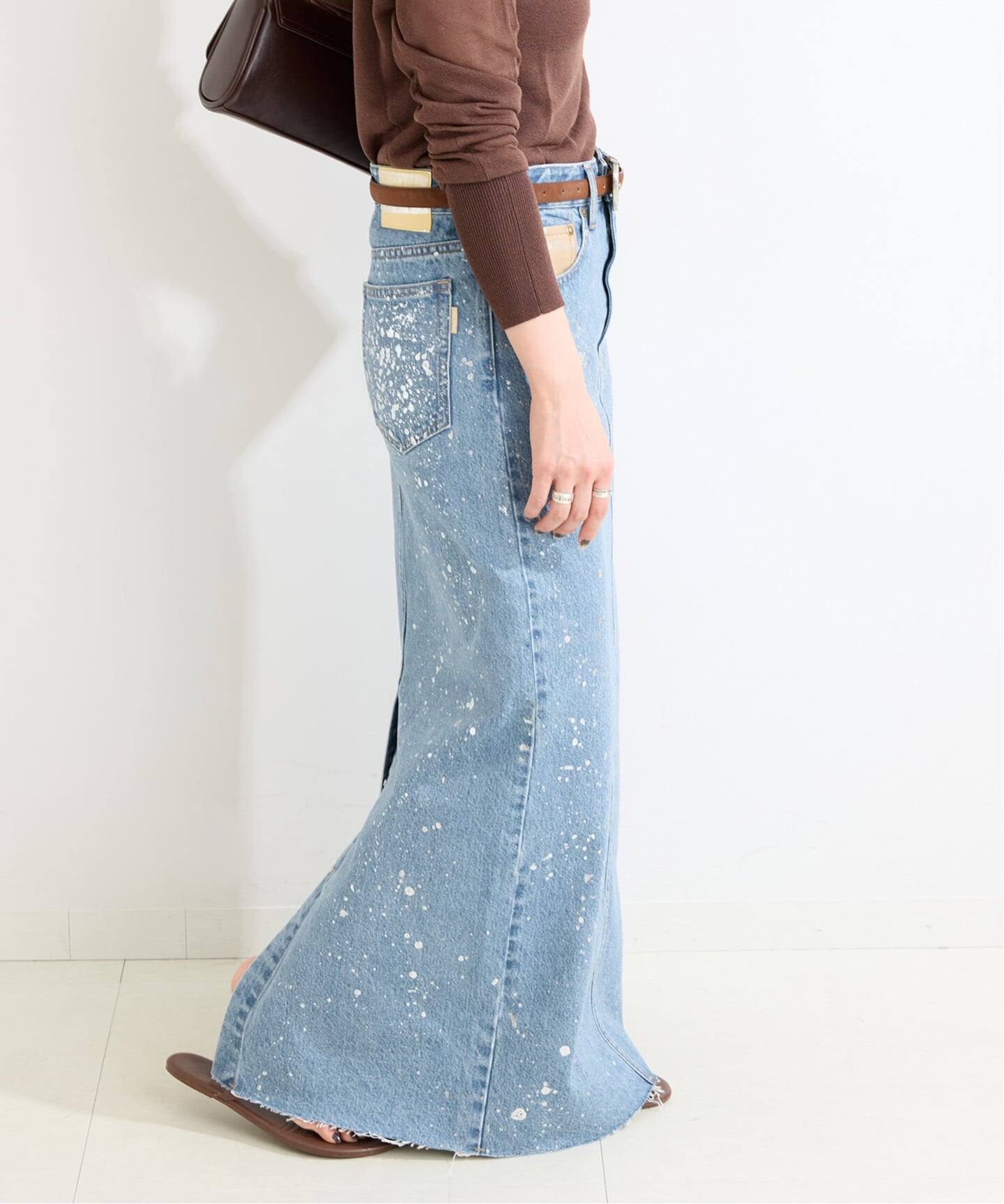 ⏰du jourデュ ジュール LEAN FOIL 大人デニムマキシスカート DU JOUR/デュ ジュール LEAN FOIL JEAN SKIRT（デニムスカート