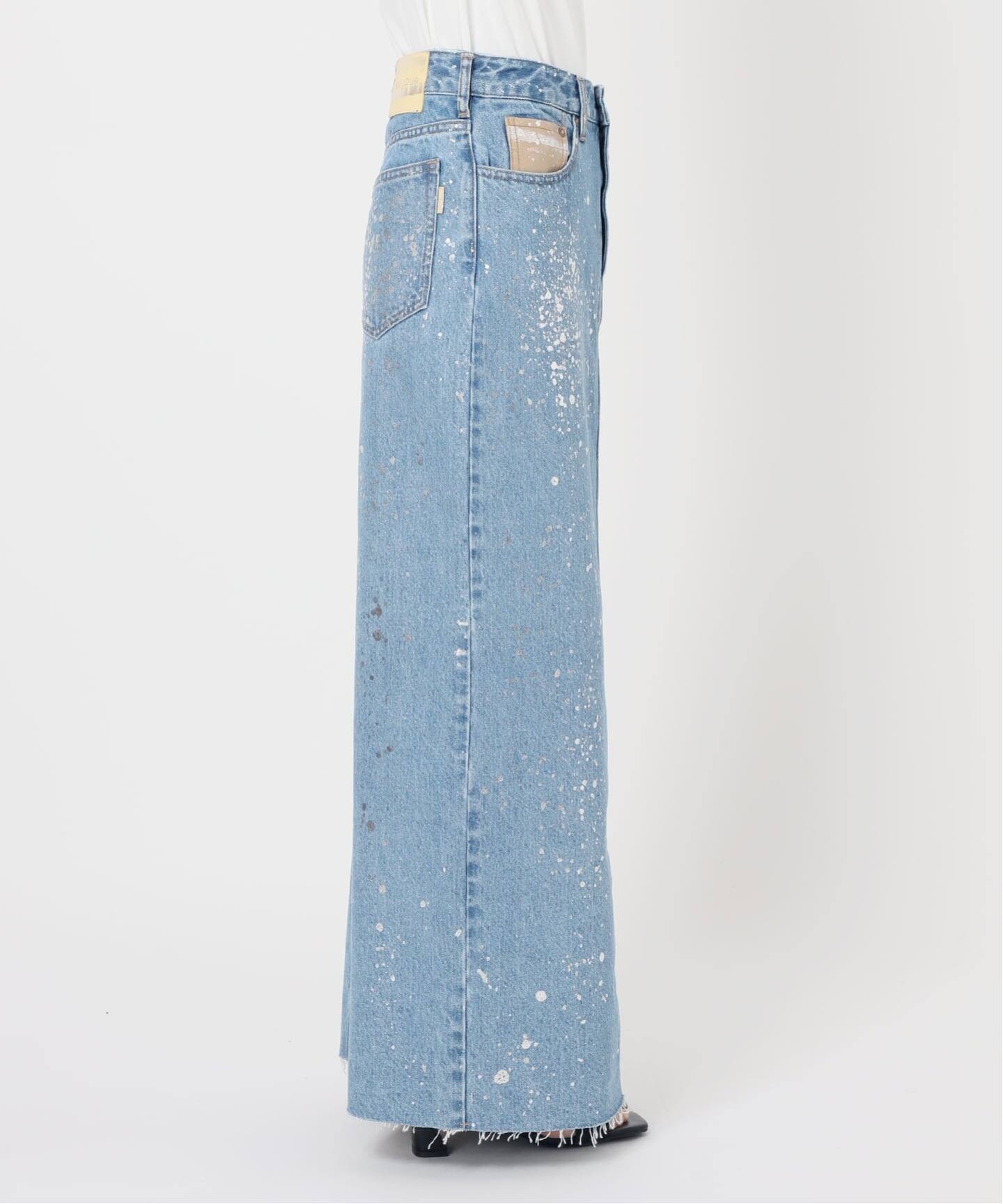 【新品未使用】DU JOURデュ ジュール★シルバー箔デニムタイトロングスカート ウォッシャブル / DU JOUR/デュ ジュール LEAN GLITTER JEAN