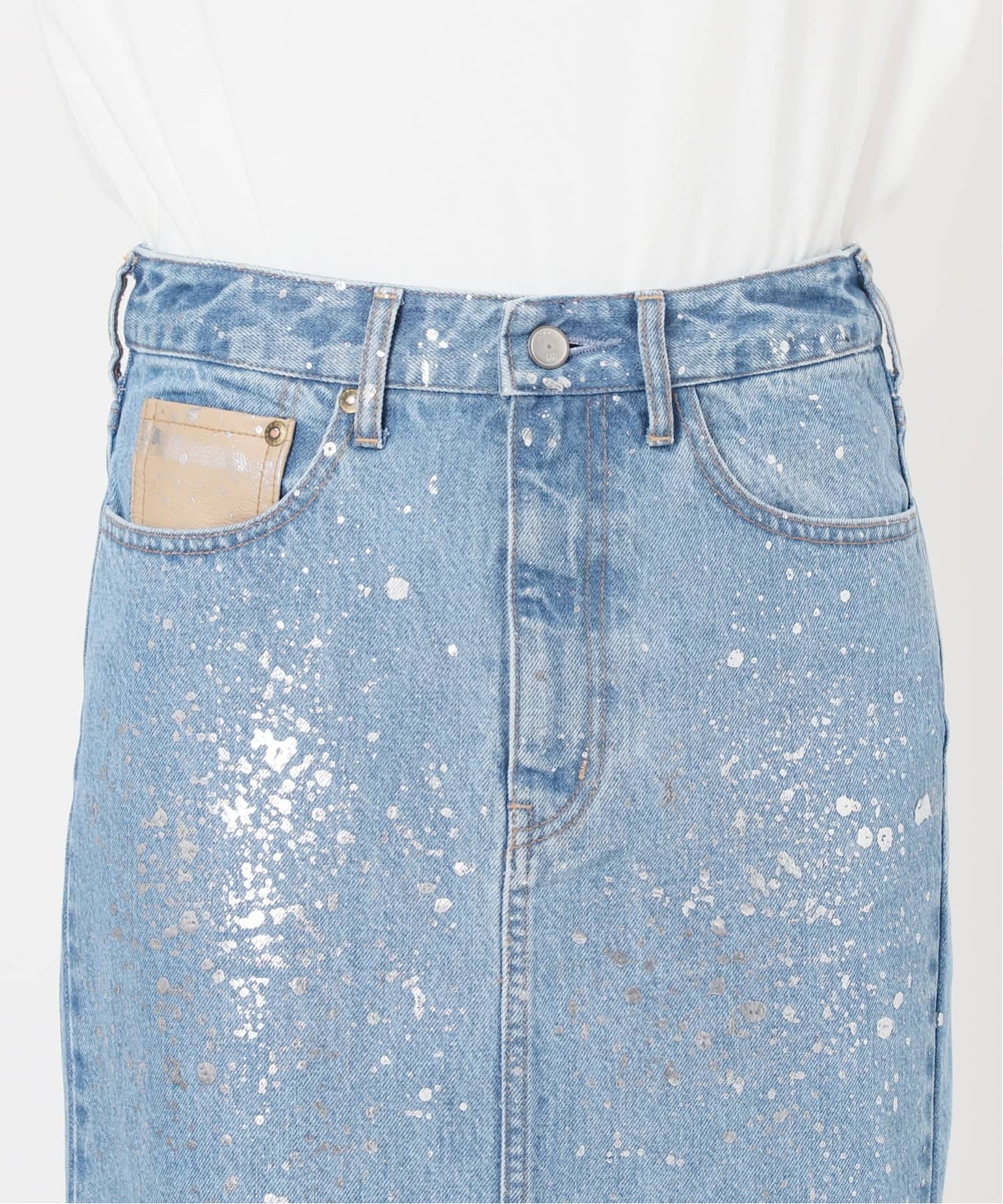 【新品未使用】DU JOURデュ ジュール★シルバー箔デニムタイトロングスカート ウォッシャブル / DU JOUR/デュ ジュール LEAN GLITTER JEAN