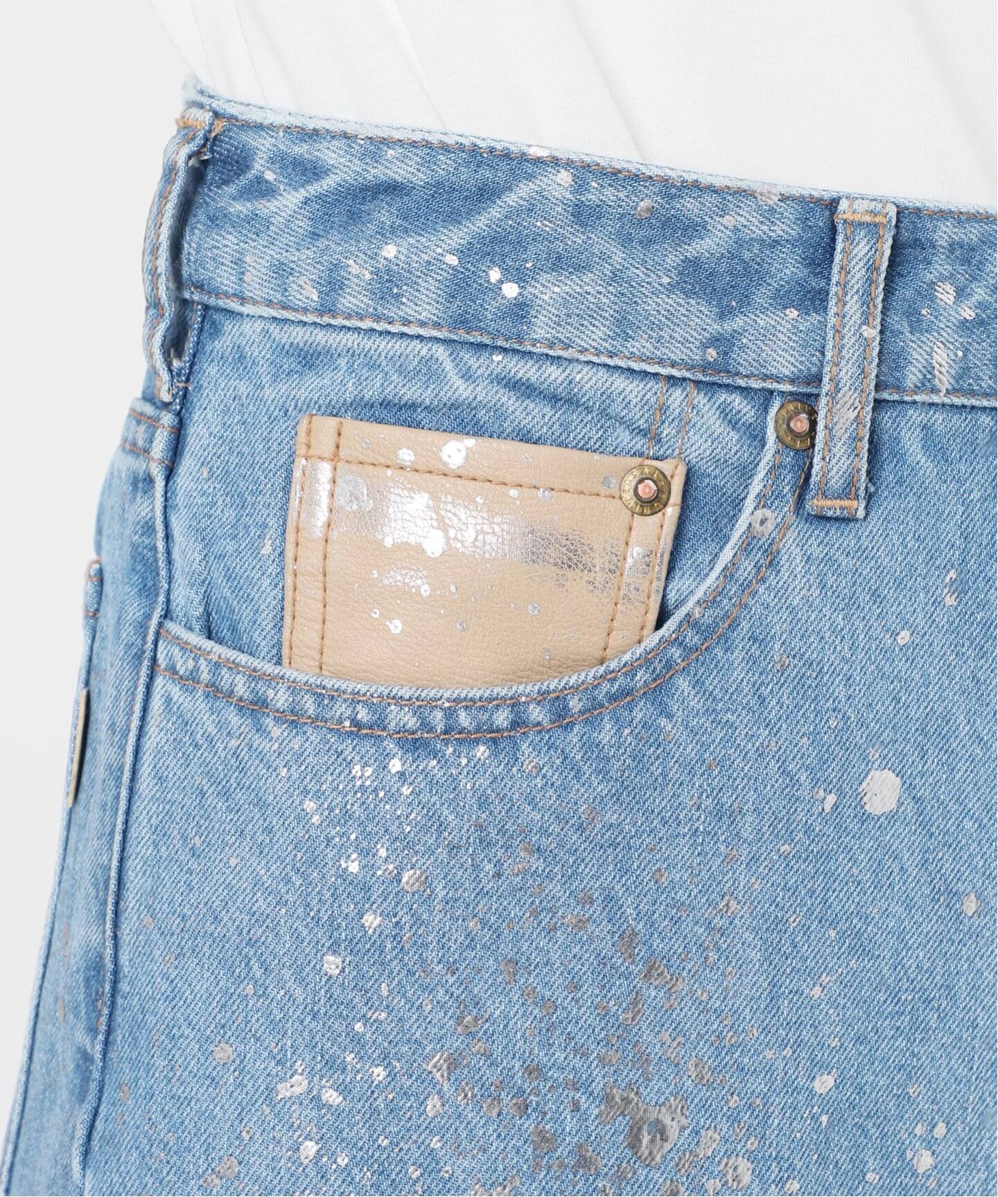 【新品未使用】DU JOURデュ ジュール★シルバー箔デニムタイトロングスカート ウォッシャブル / DU JOUR/デュ ジュール LEAN GLITTER JEAN