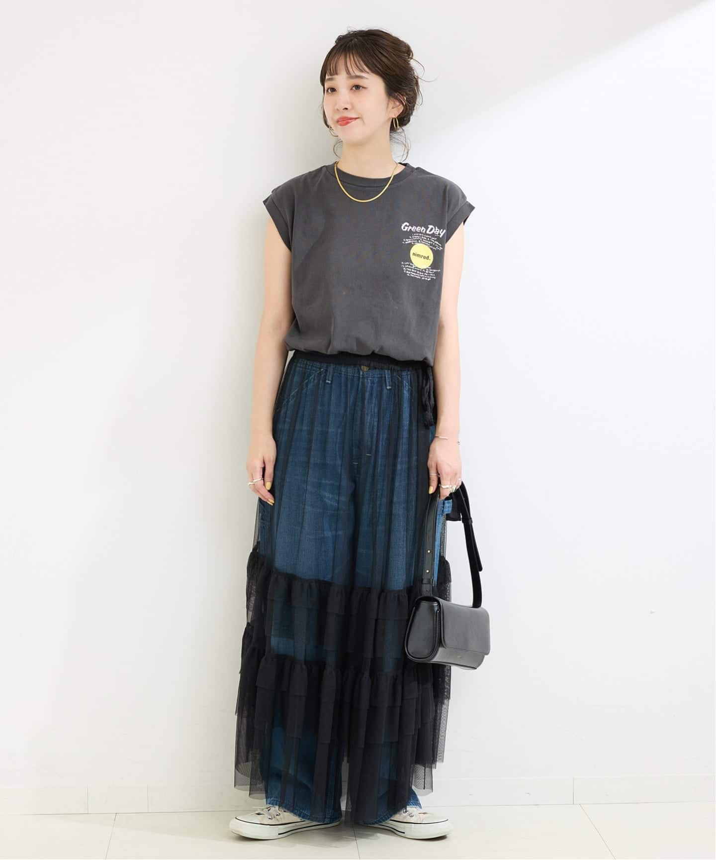 手洗い可 / スレンダーチュールラップフリルスカート(ロング 手洗い可 / スレンダーチュールラップフリルスカート(ロング