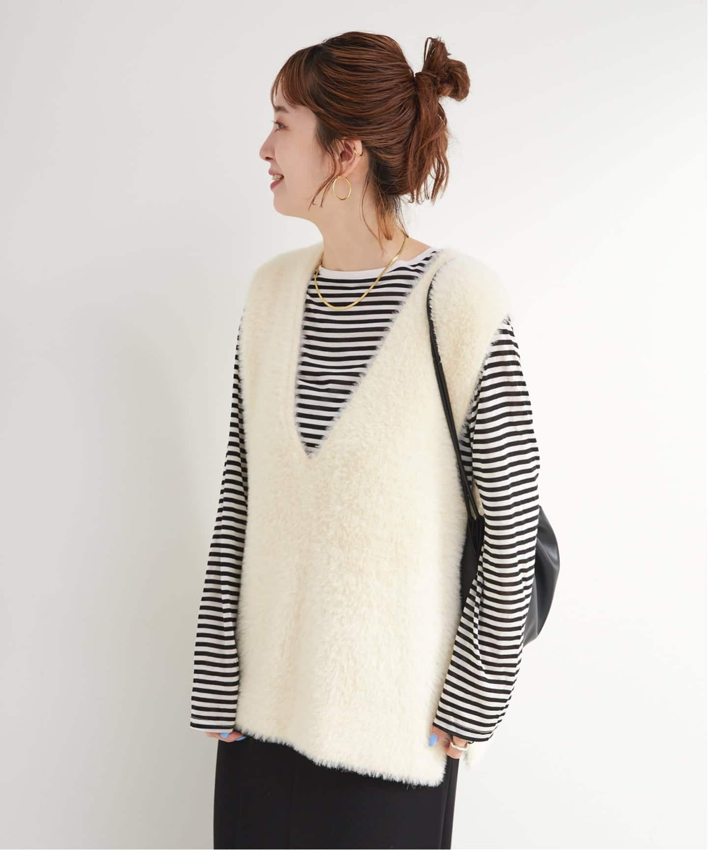 追加2》《2点セット》手洗い可 / ショートシャギーベスト+ダンボール