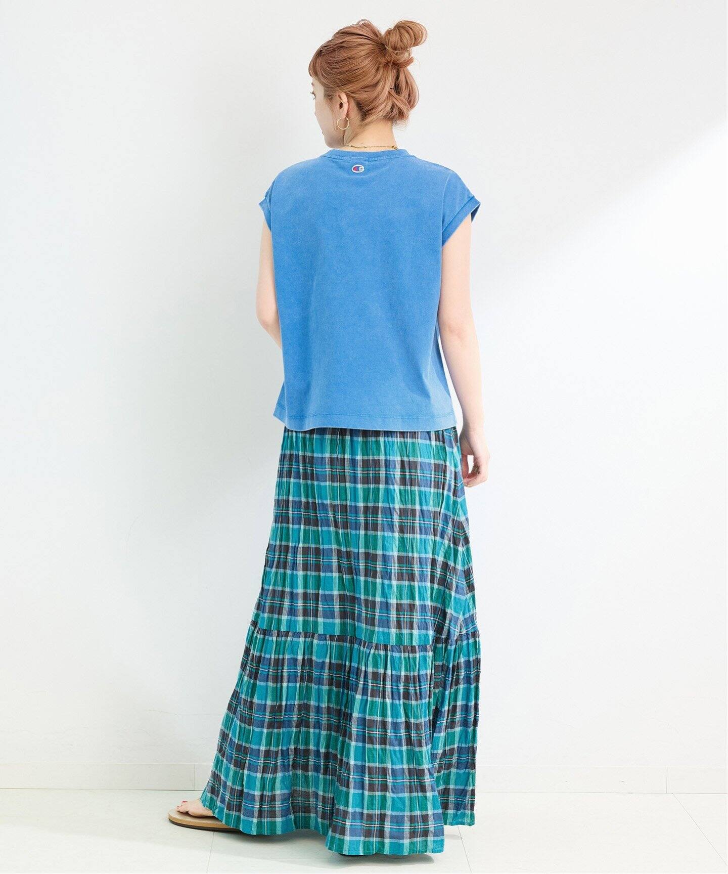 B.C STOCK ウォッシャブル /先染めチェッククリンクルスカート新品未使用 WEB限定】ウォッシャブル / 先染めチェッククリンクルスカート